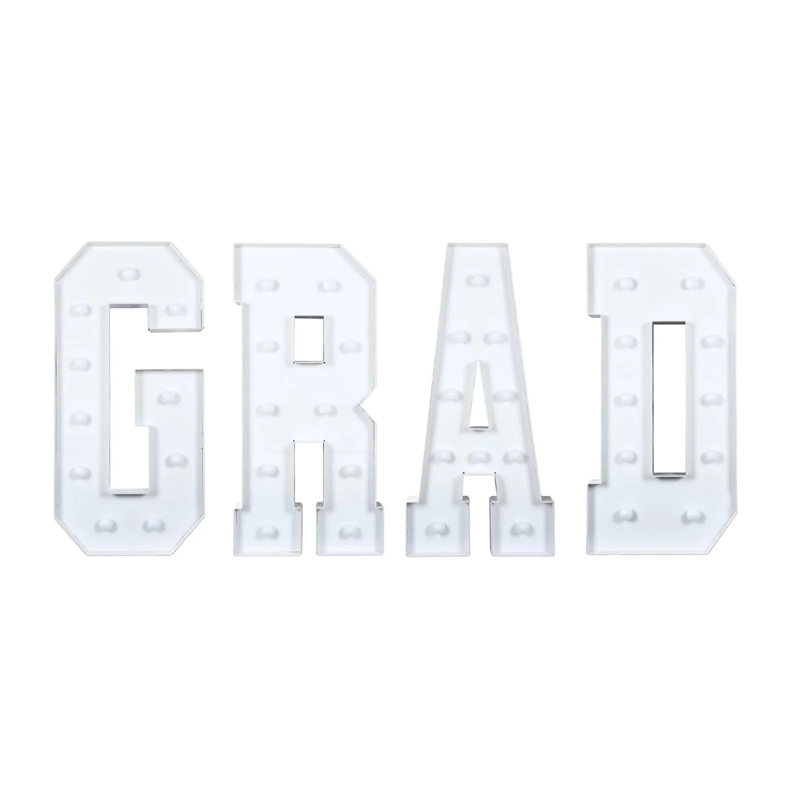 Giant LED Marquee Light Up Letters "GRAD", White 4ft Pre-Cut Foam Board with Warm White Battery Operated LEDs, Glue Gun and Sticks - Image 2