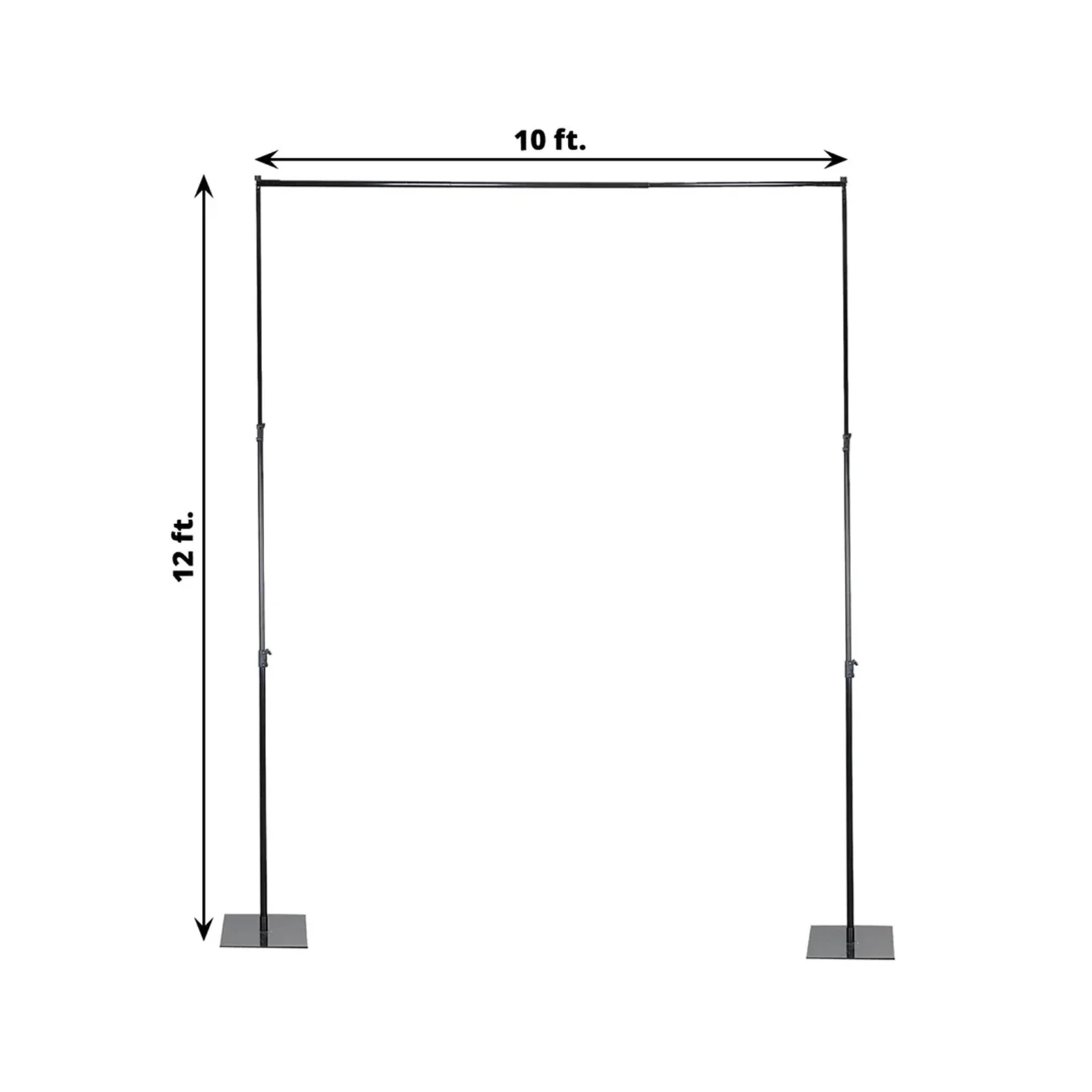 Black Heavy Duty Metal Backdrop Stand 10ftx12ft with Reinforced Crossbar – Pipe and Drape Frame - Image 3