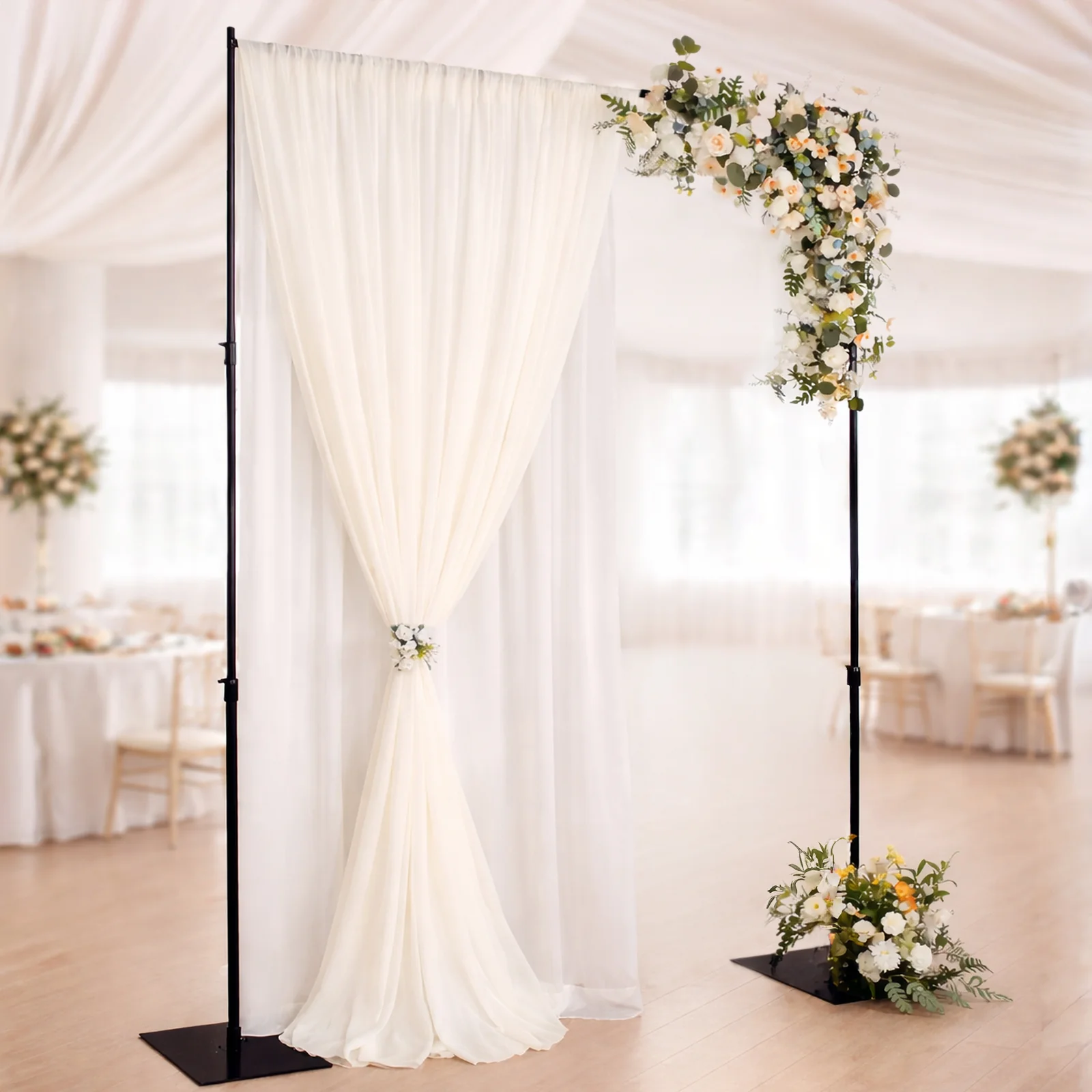 Black Heavy Duty Metal Backdrop Stand 10ftx12ft with Reinforced Crossbar – Pipe and Drape Frame - Image 7