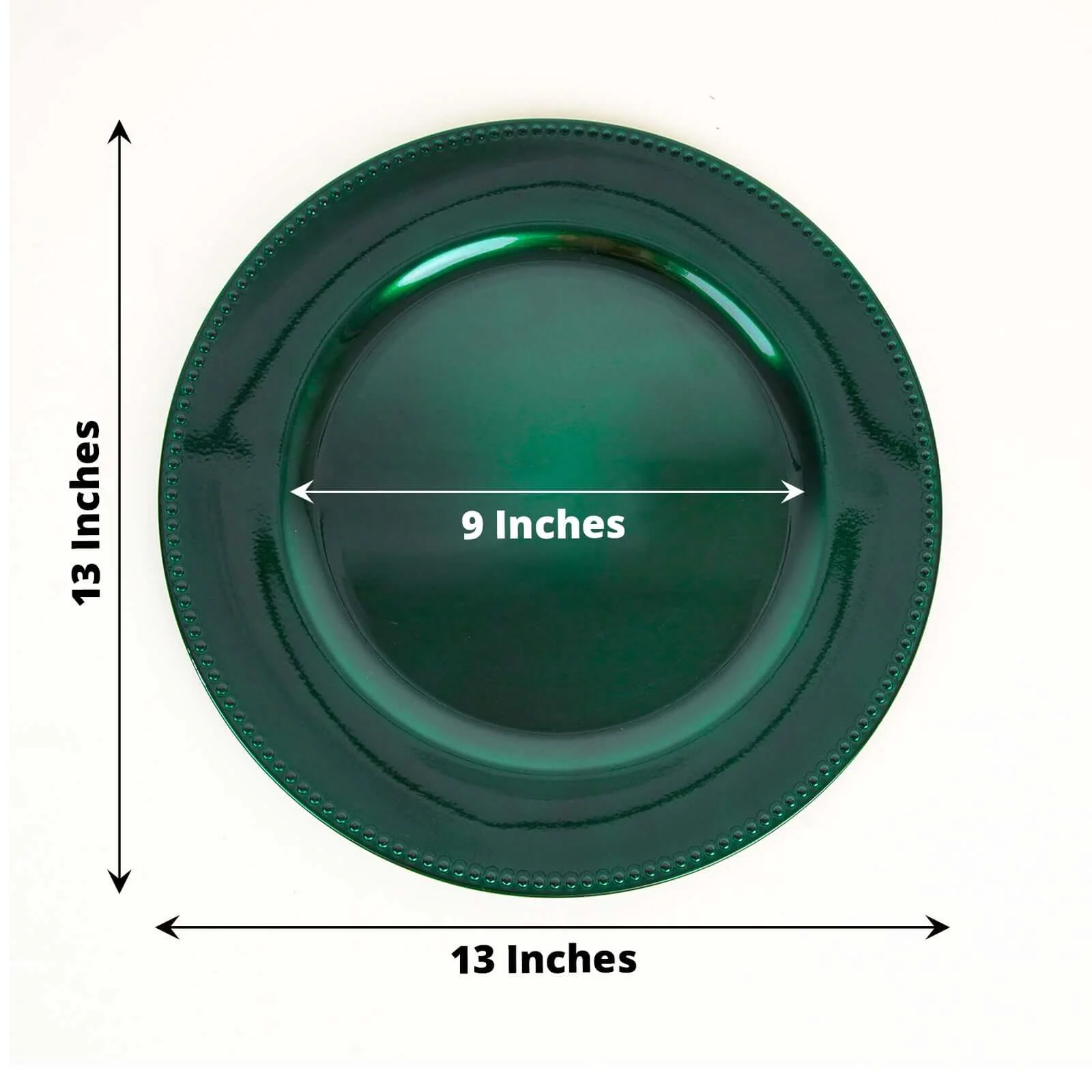 6-Pack Acrylic Round Charger Plates 13" in Hunter Emerald Green with Beaded Rim, Dinner Charger Event Tabletop Decor - Image 3