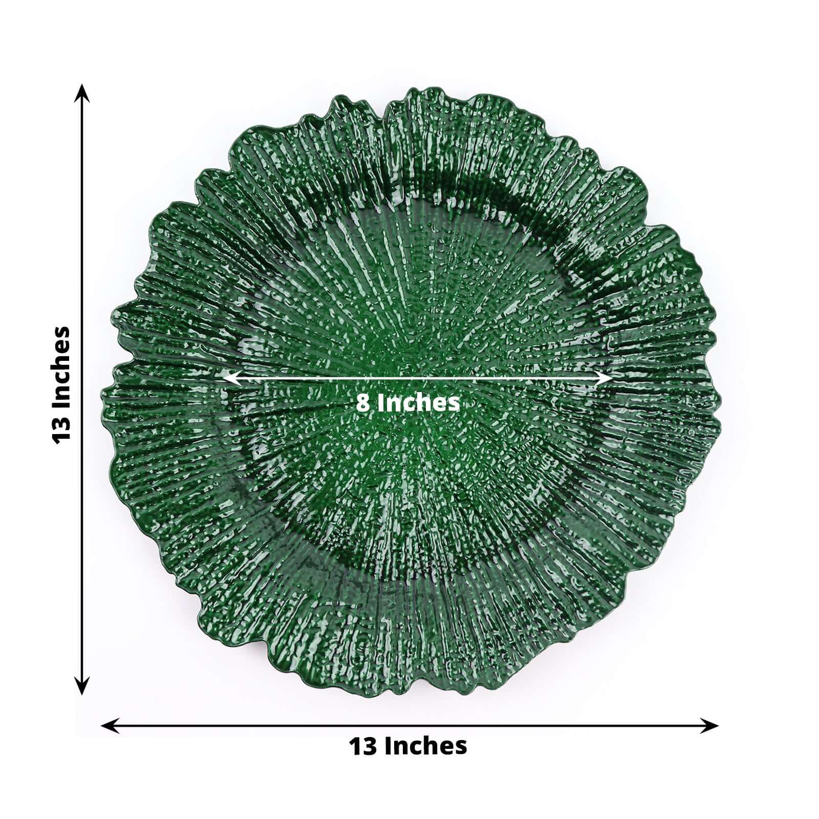 6-Pack Acrylic Plastic Round Charger Plates 13" in Hunter Emerald Green with Reef Design, Dinner Charger Tableware - Image 3