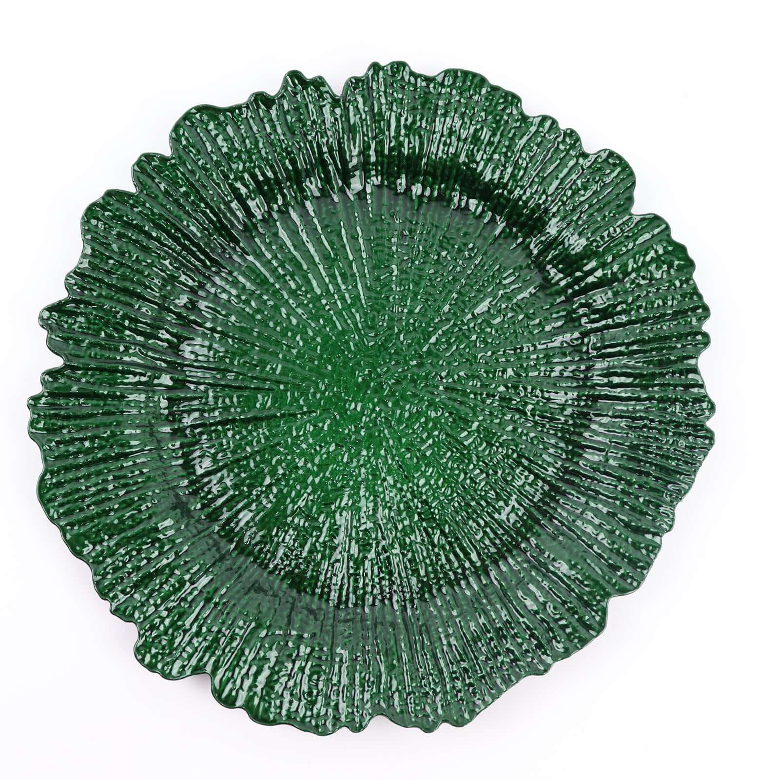 6-Pack Acrylic Plastic Round Charger Plates 13" in Hunter Emerald Green with Reef Design, Dinner Charger Tableware - Image 6