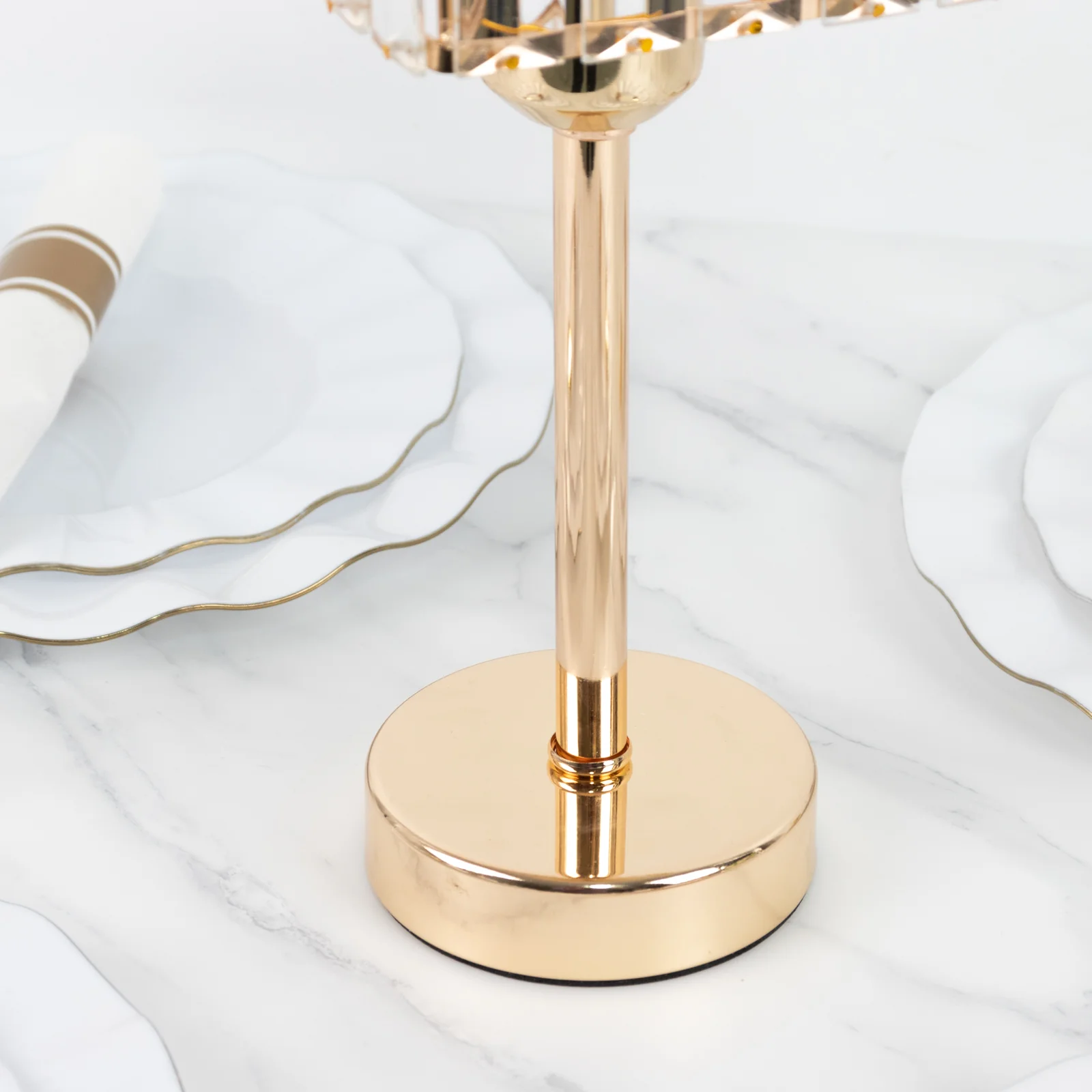 2 Pack Crystal Hurricane Candle Holders – 13" Gold Square Glass Pillar Candle Stands, Crystal Pendant Design - Image 7