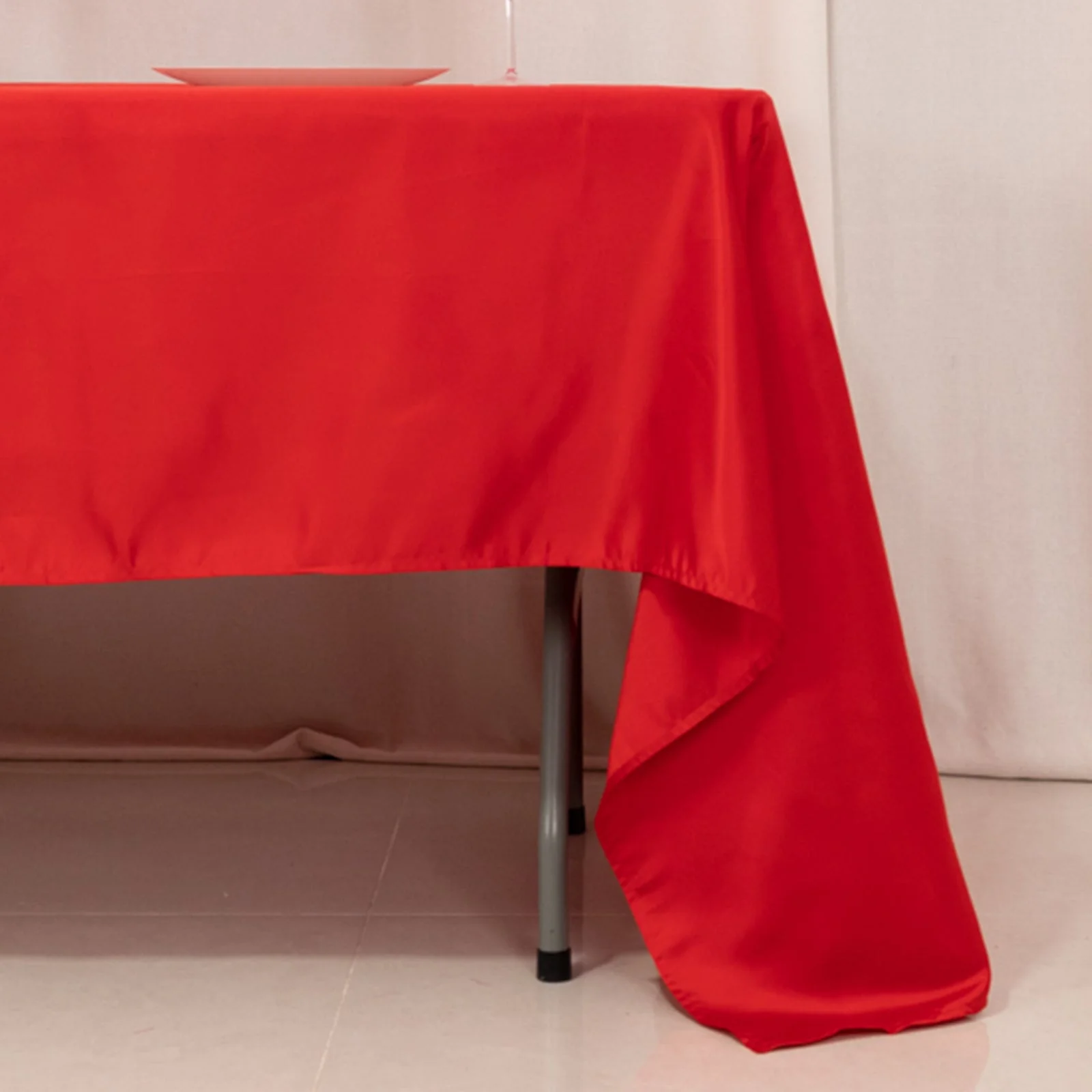 Lamour Satin 60"x126" Rectangle Tablecloth Red - Soft & Silk-Like Table Cover - Image 2