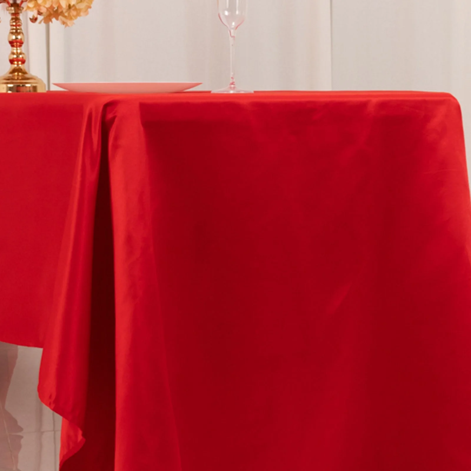 Lamour Satin 60"x126" Rectangle Tablecloth Red - Soft & Silk-Like Table Cover - Image 7