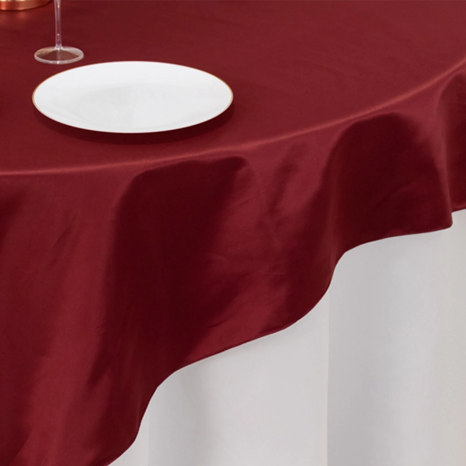 Lamour Satin 72"x72" Table Overlay Square Tablecloth Burgundy - Smooth Finish Table Topper - Image 7