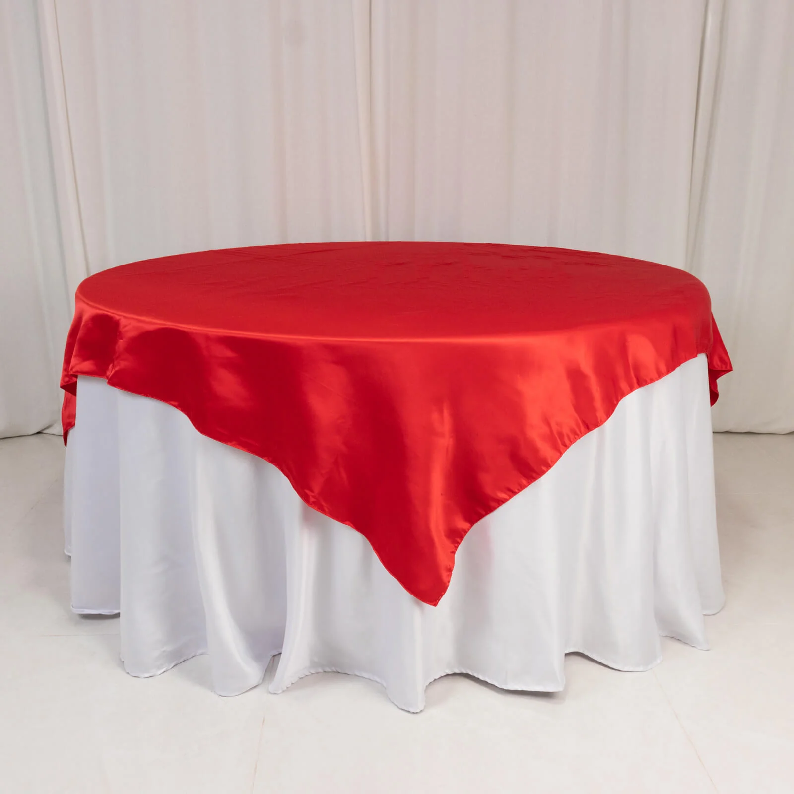 Lamour Satin 72"x72" Table Overlay Square Tablecloth Red - Smooth Finish Table Topper - Image 3