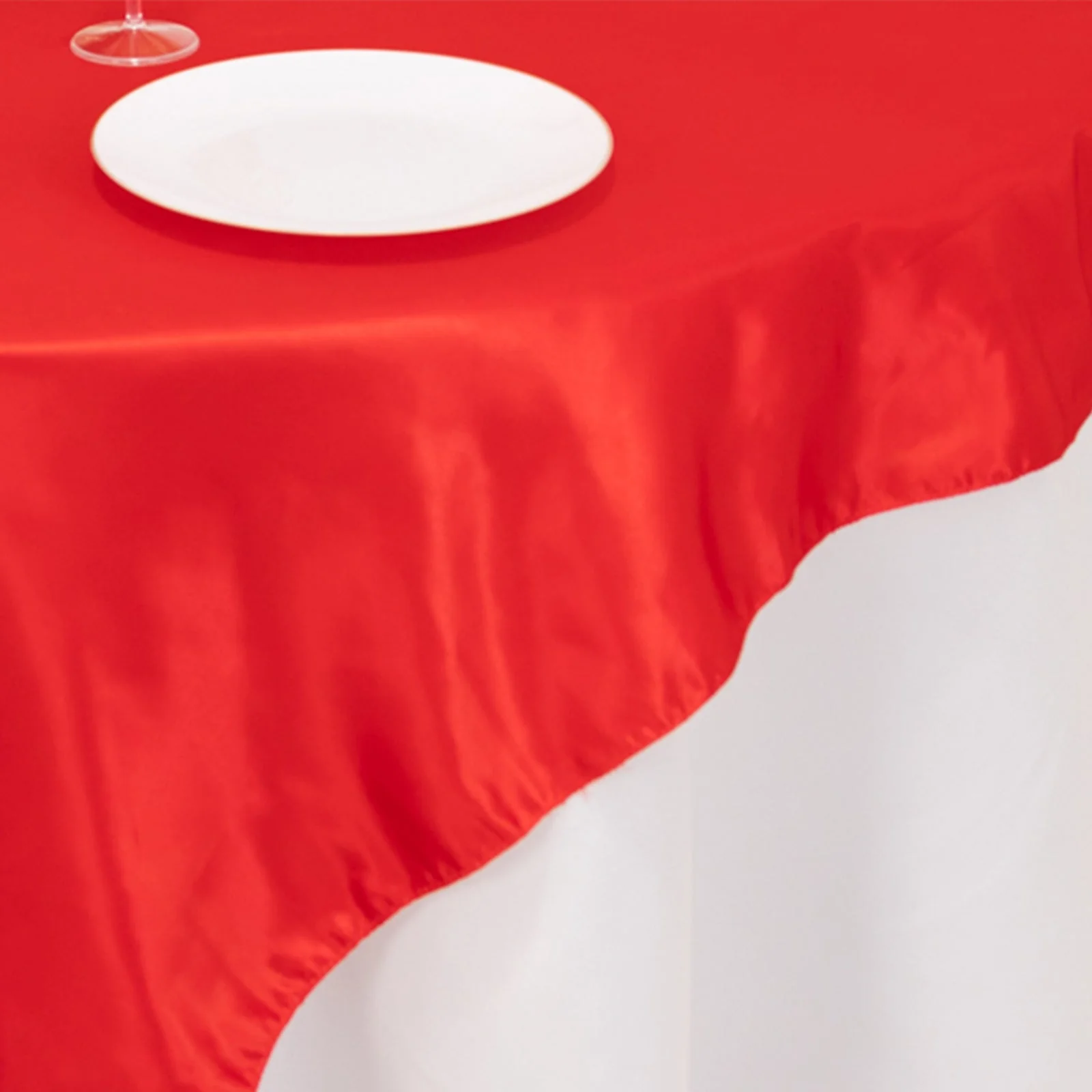 Lamour Satin 72"x72" Table Overlay Square Tablecloth Red - Smooth Finish Table Topper - Image 7