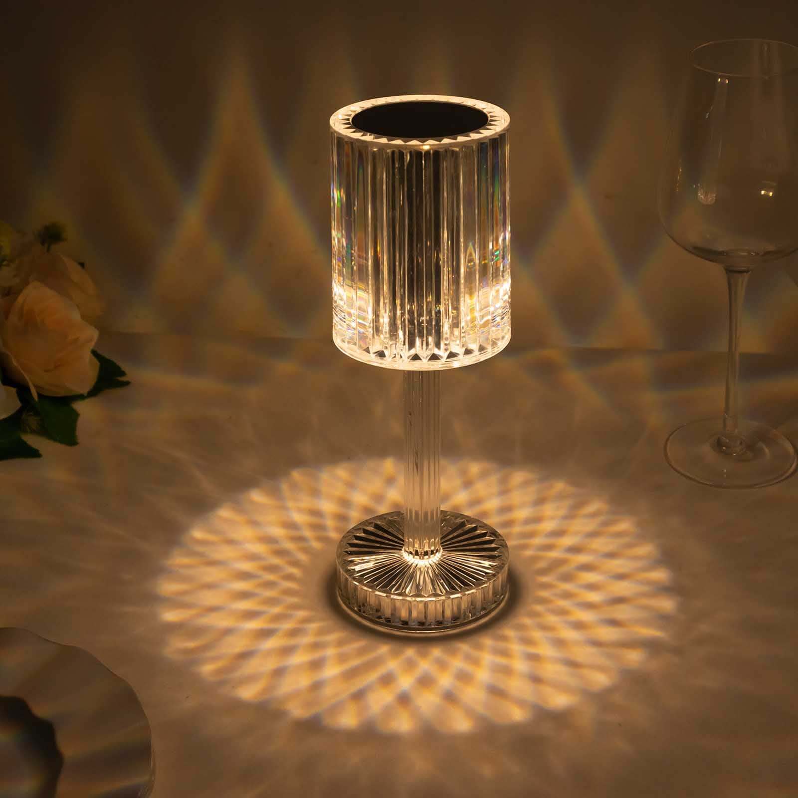 LED Acrylic Table Lamp Cylinder Design Color Changing - Rechargeable Cordless RGB Touch Control Light 10"