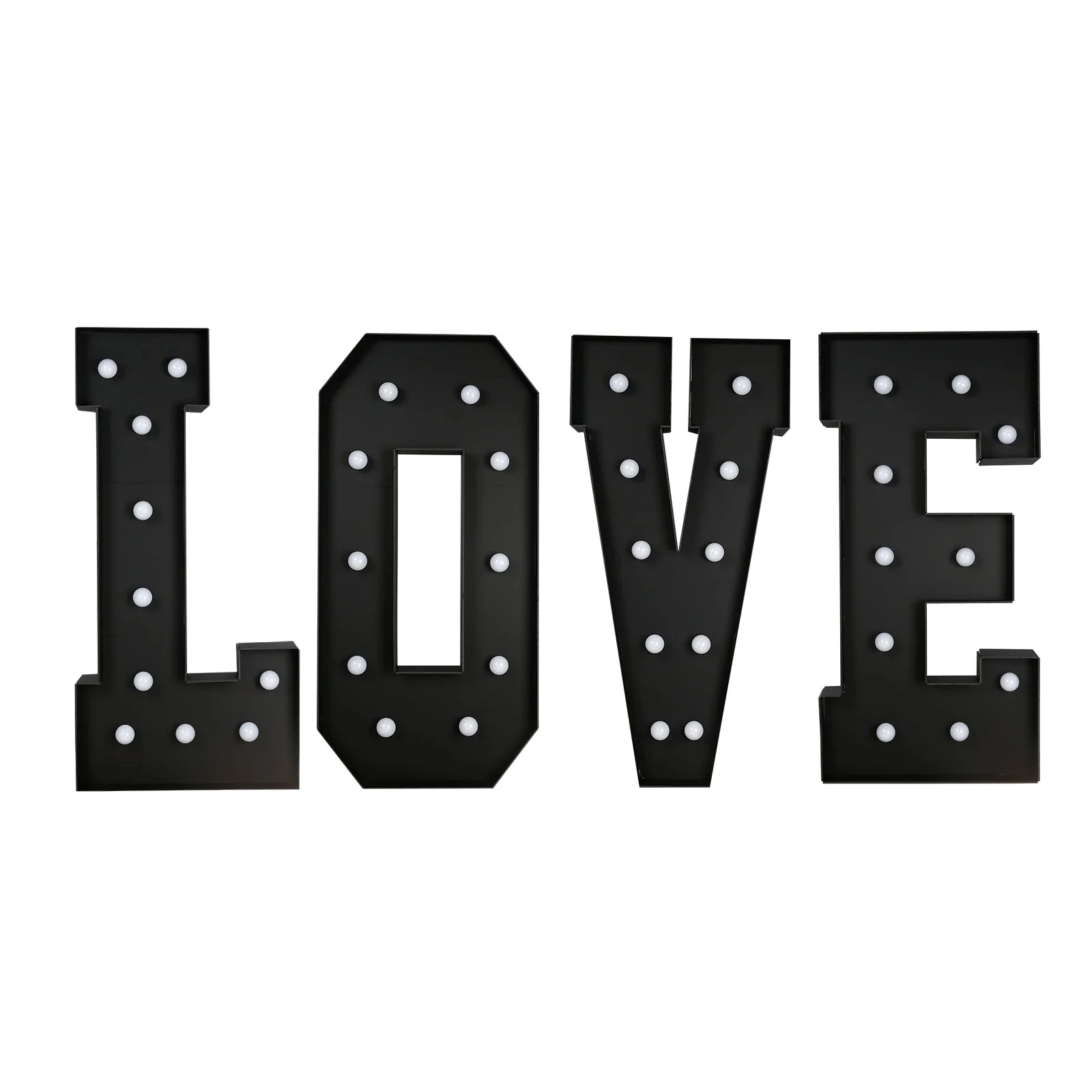 Giant LED Marquee Light Up Letters "LOVE", Black 4ft Pre-Cut Foam Board with Warm White Battery Operated LEDs, Glue Gun and Sticks - Image 2