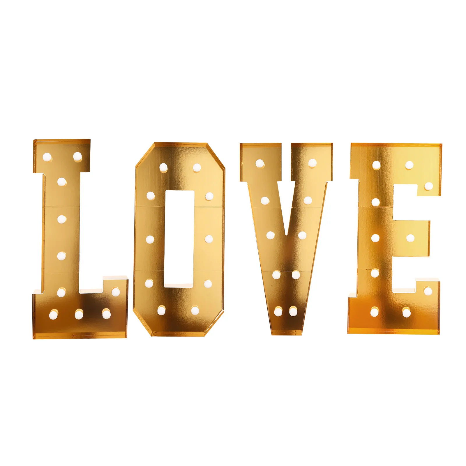 Giant LED Marquee Light Up Letters "LOVE", Gold 4ft Pre-Cut Foam Board with Warm White Battery Operated LEDs, Glue Gun and Sticks - Image 2
