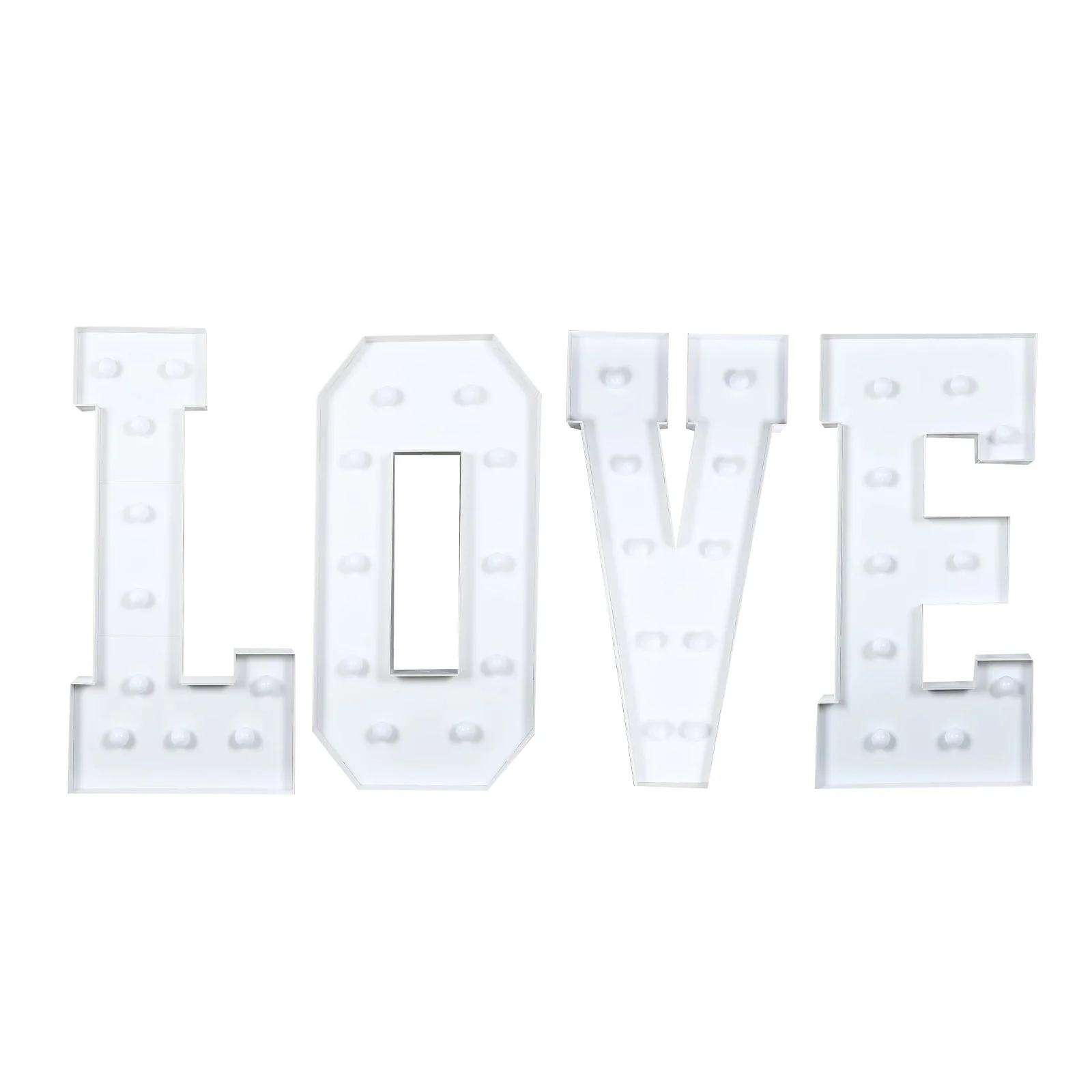 Giant LED Marquee Light Up Letters "LOVE", White 4ft Pre-Cut Foam Board with Warm White Battery Operated LEDs, Glue Gun and Sticks - Image 2