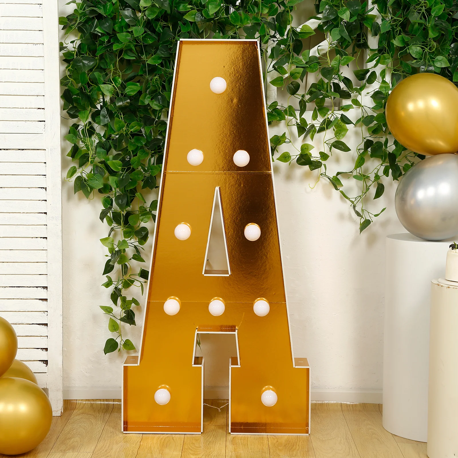 Giant LED Marquee Light Up Letter "A", Gold 4ft Pre-Cut Foam Board with 10 Warm White Battery Operated LEDs, Glue Gun and Sticks - Image 7