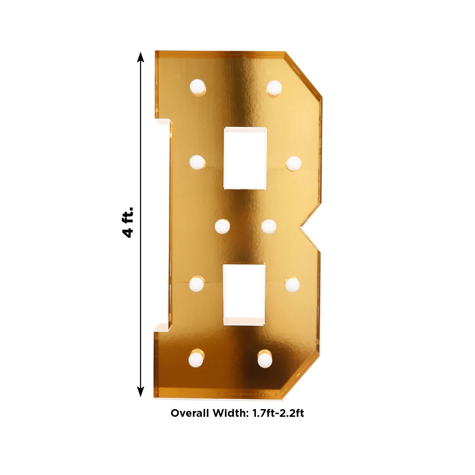 Giant LED Marquee Light Up Letter "B", Gold 4ft Pre-Cut Foam Board with 10 Warm White Battery Operated LEDs, Glue Gun and Sticks - Image 3