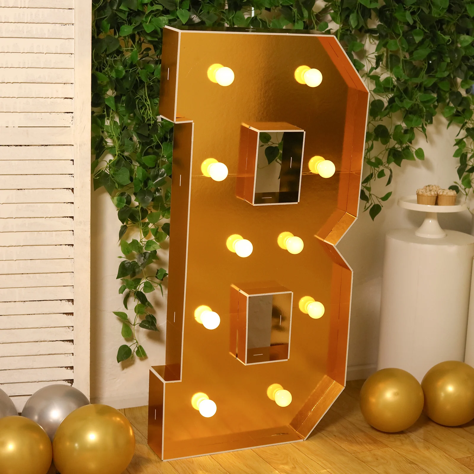 Giant LED Marquee Light Up Letter "B", Gold 4ft Pre-Cut Foam Board with 10 Warm White Battery Operated LEDs, Glue Gun and Sticks - Image 7