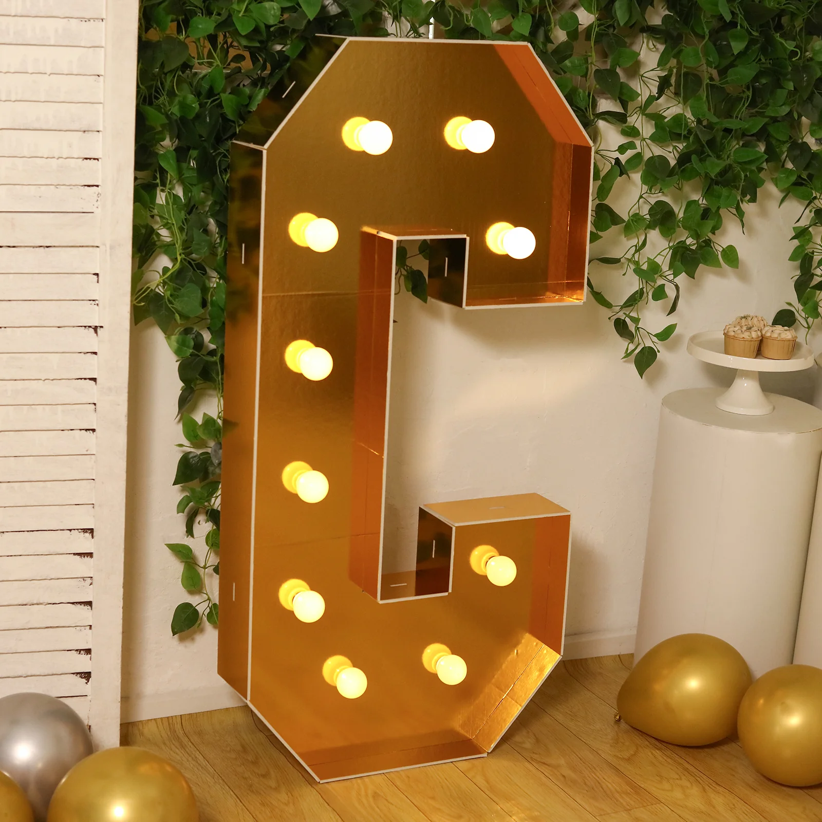 Giant LED Marquee Light Up Letter "C", Gold 4ft Pre-Cut Foam Board with 10 Warm White Battery Operated LEDs, Glue Gun and Sticks - Image 7