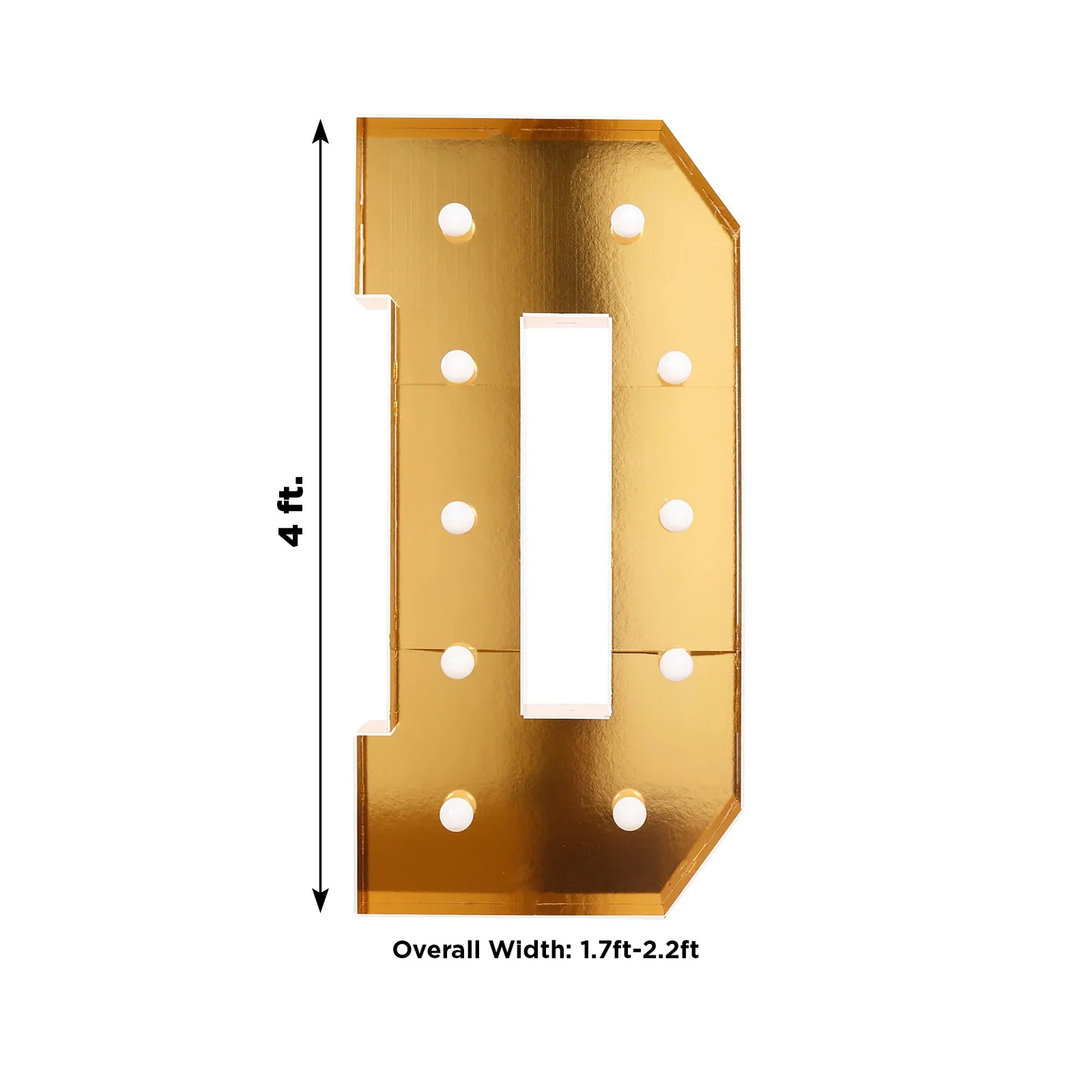 Giant LED Marquee Light Up Letter "D", Gold 4ft Pre-Cut Foam Board with 10 Warm White Battery Operated LEDs, Glue Gun and Sticks - Image 3