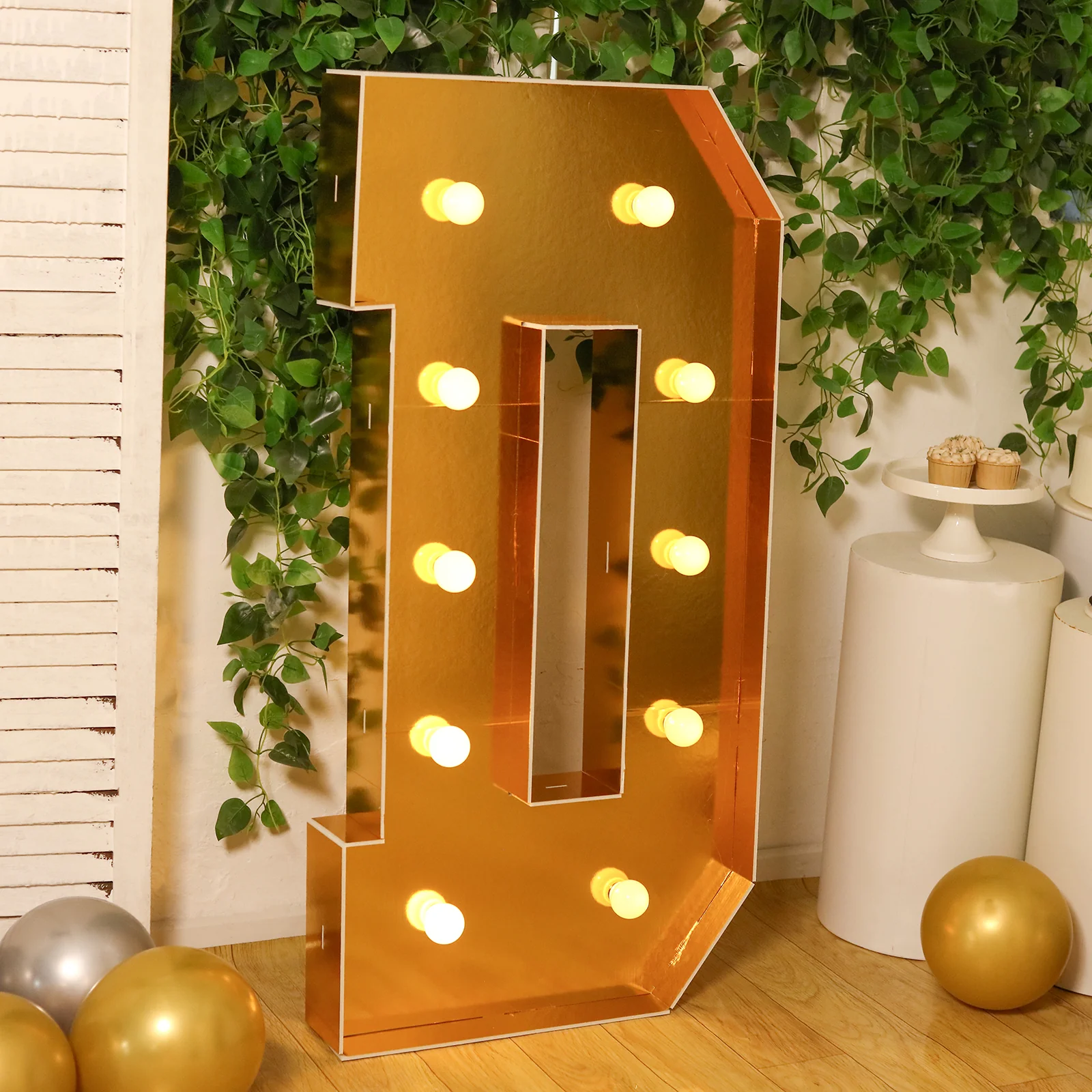 Giant LED Marquee Light Up Letter "D", Gold 4ft Pre-Cut Foam Board with 10 Warm White Battery Operated LEDs, Glue Gun and Sticks - Image 7
