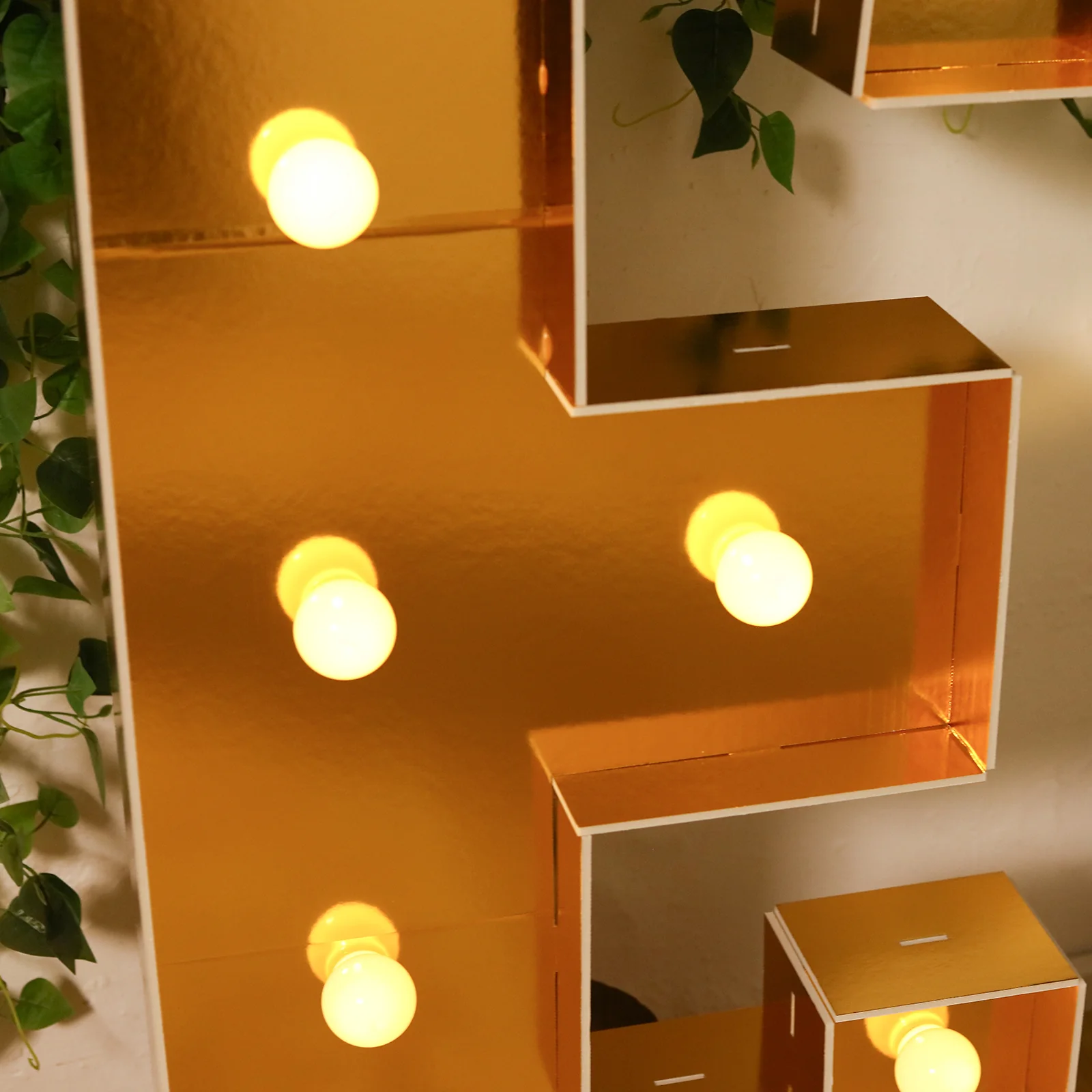 Giant LED Marquee Light Up Letter "E", Gold 4ft Pre-Cut Foam Board with 10 Warm White Battery Operated LEDs, Glue Gun and Sticks - Image 7