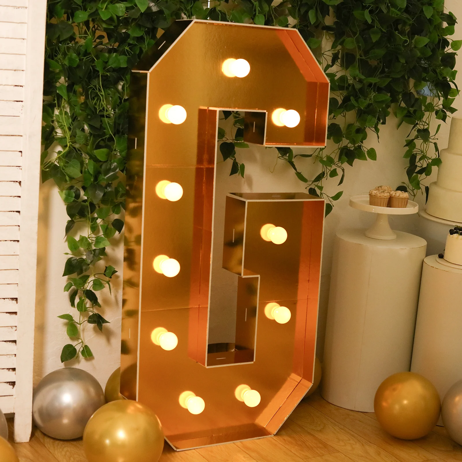 Giant LED Marquee Light Up Letter "G", Gold 4ft Pre-Cut Foam Board with 10 Warm White Battery Operated LEDs, Glue Gun and Sticks - Image 7