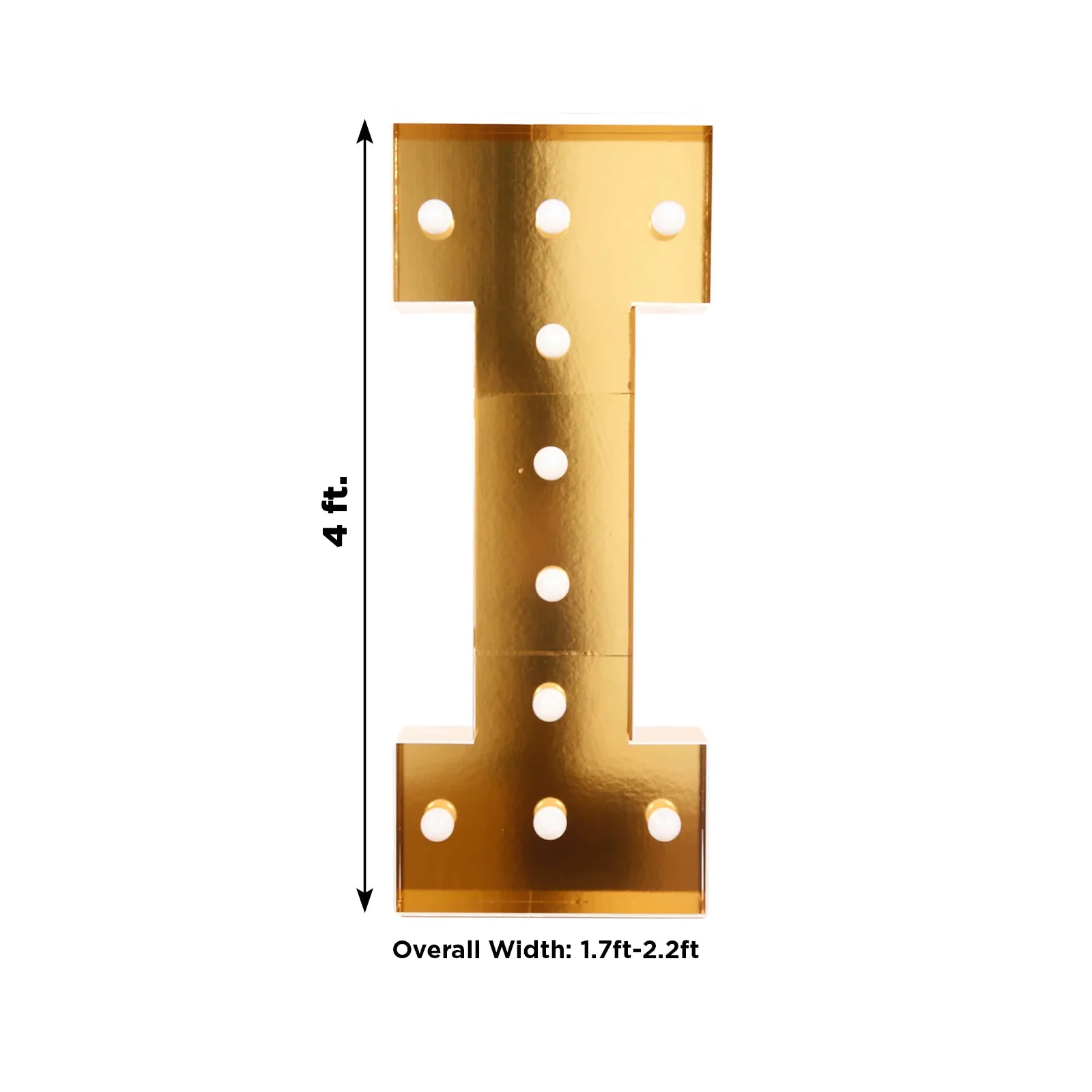 Giant LED Marquee Light Up Letter "I", Gold 4ft Pre-Cut Foam Board with 10 Warm White Battery Operated LEDs, Glue Gun and Sticks - Image 3