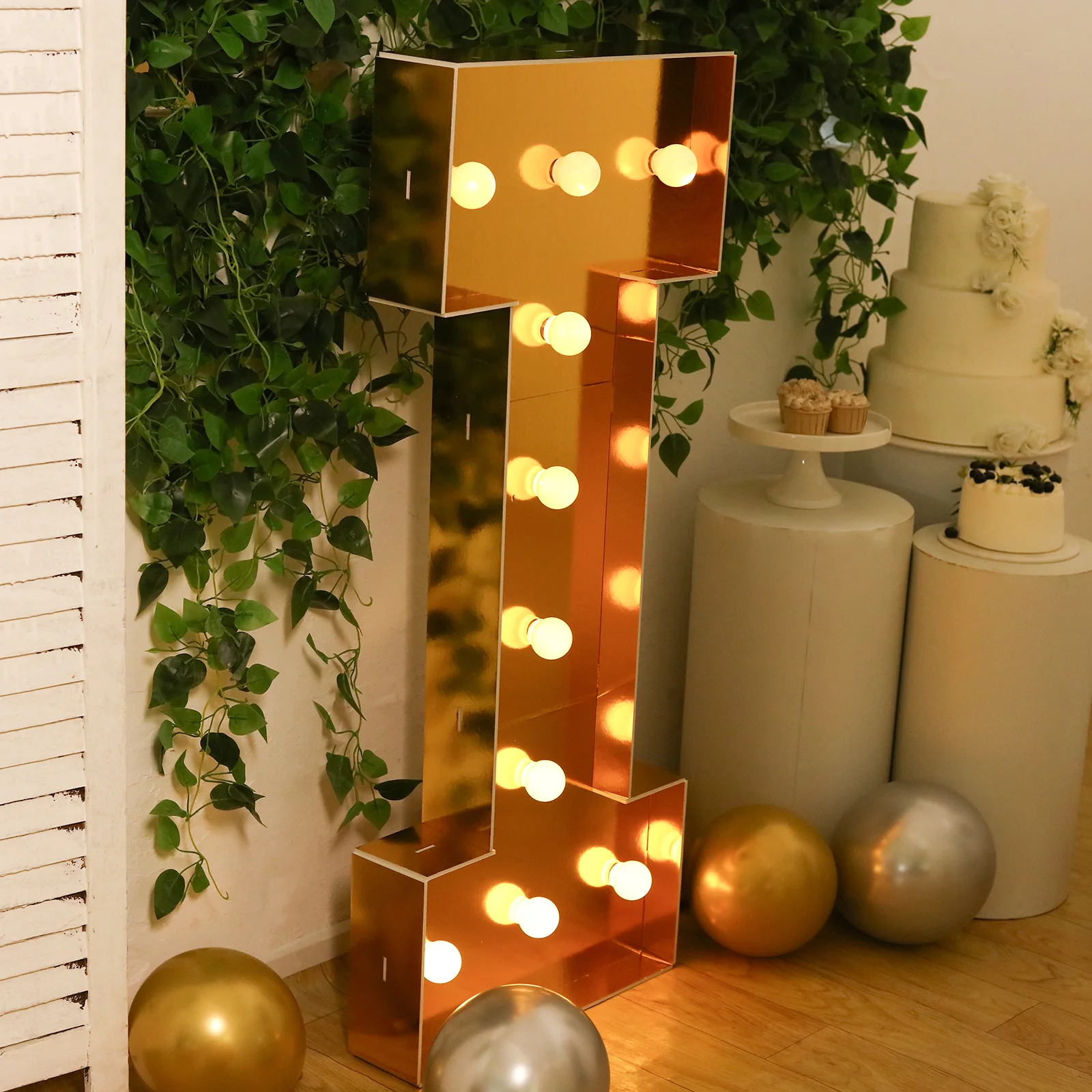 Giant LED Marquee Light Up Letter "I", Gold 4ft Pre-Cut Foam Board with 10 Warm White Battery Operated LEDs, Glue Gun and Sticks - Image 7