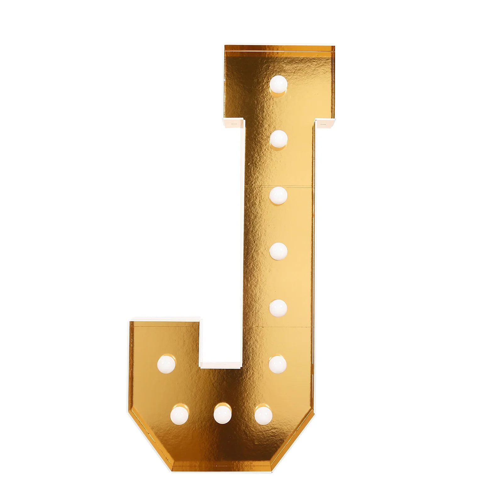 Giant LED Marquee Light Up Letter "J", Gold 4ft Pre-Cut Foam Board with 10 Warm White Battery Operated LEDs, Glue Gun and Sticks - Image 6