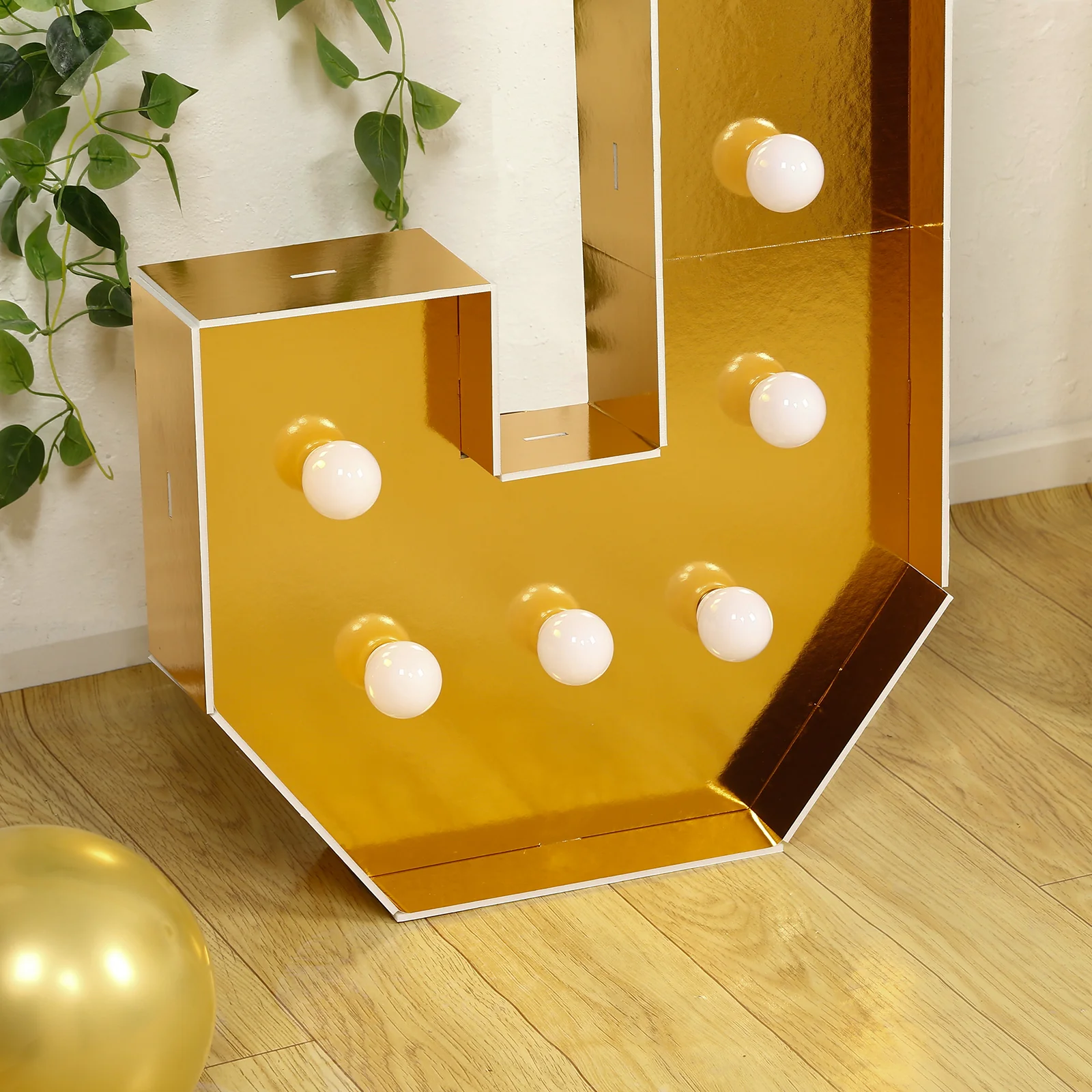 Giant LED Marquee Light Up Letter "J", Gold 4ft Pre-Cut Foam Board with 10 Warm White Battery Operated LEDs, Glue Gun and Sticks - Image 8
