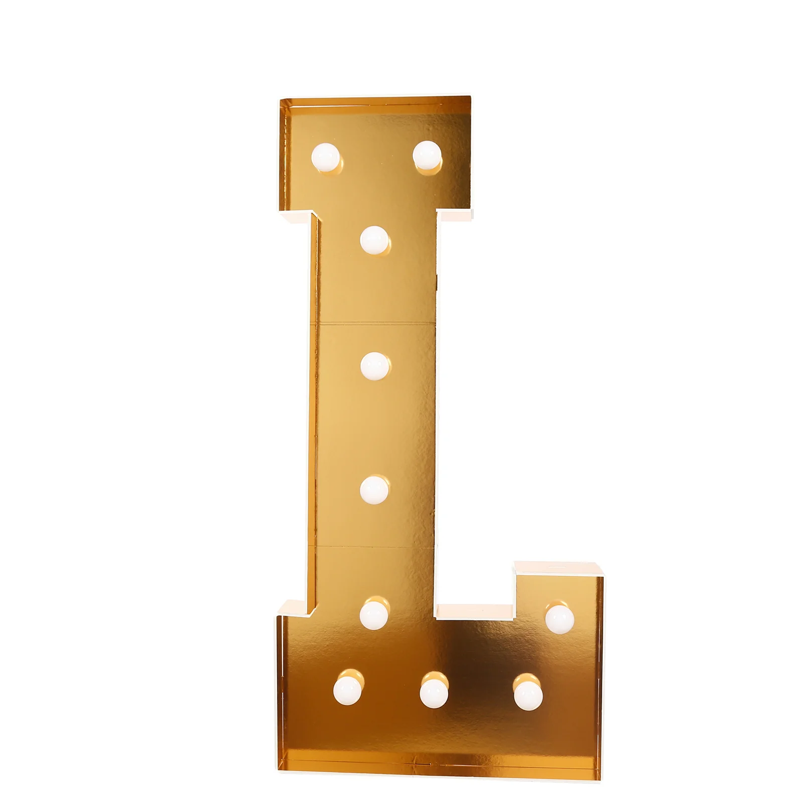 Giant LED Marquee Light Up Letter "L", Gold 4ft Pre-Cut Foam Board with 10 Warm White Battery Operated LEDs, Glue Gun and Sticks - Image 2