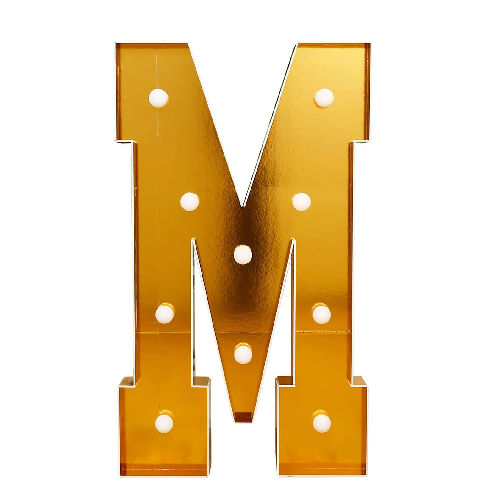 Giant LED Marquee Light Up Letter "M", Gold 4ft Pre-Cut Foam Board with 10 Warm White Battery Operated LEDs, Glue Gun and Sticks - Image 7