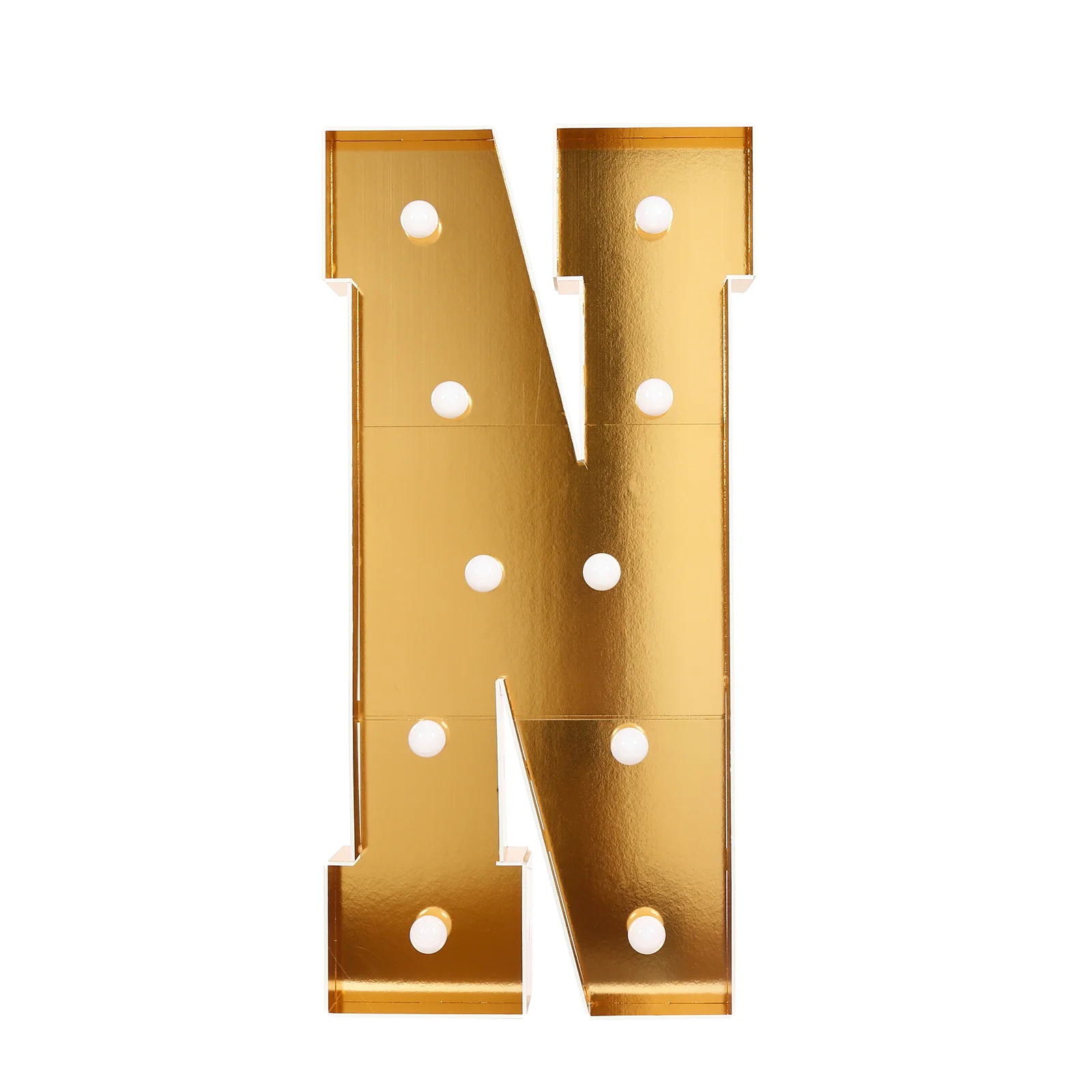 Giant LED Marquee Light Up Letter "N", Gold 4ft Pre-Cut Foam Board with 10 Warm White Battery Operated LEDs, Glue Gun and Sticks - Image 2