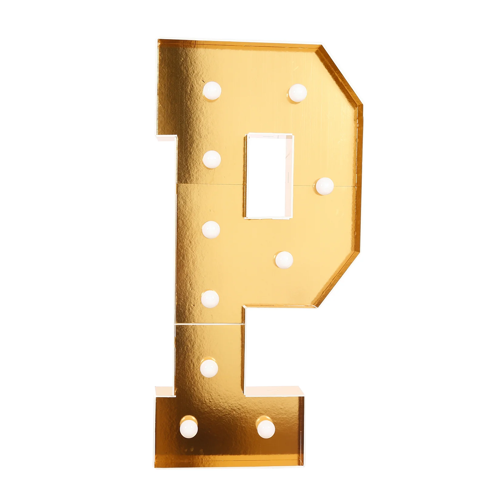 Giant LED Marquee Light Up Letter "P", Gold 4ft Pre-Cut Foam Board with 10 Warm White Battery Operated LEDs, Glue Gun and Sticks - Image 6