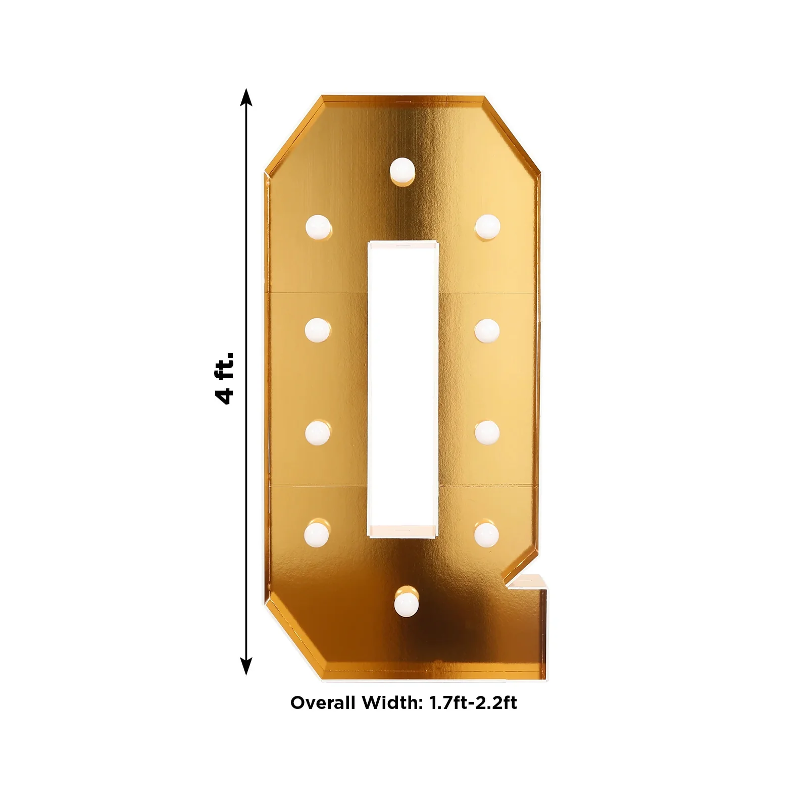 Giant LED Marquee Light Up Letter "Q", Gold 4ft Pre-Cut Foam Board with 10 Warm White Battery Operated LEDs, Glue Gun and Sticks - Image 3