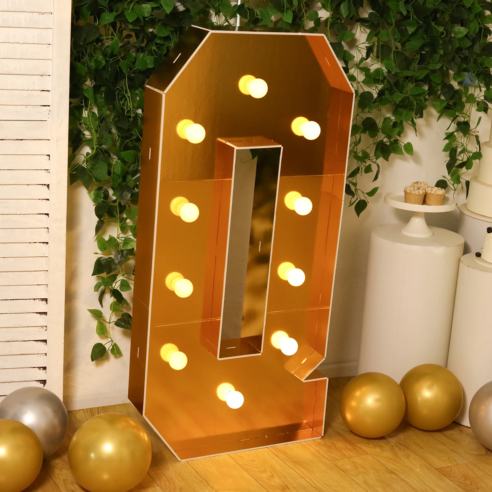 Giant LED Marquee Light Up Letter "Q", Gold 4ft Pre-Cut Foam Board with 10 Warm White Battery Operated LEDs, Glue Gun and Sticks - Image 7