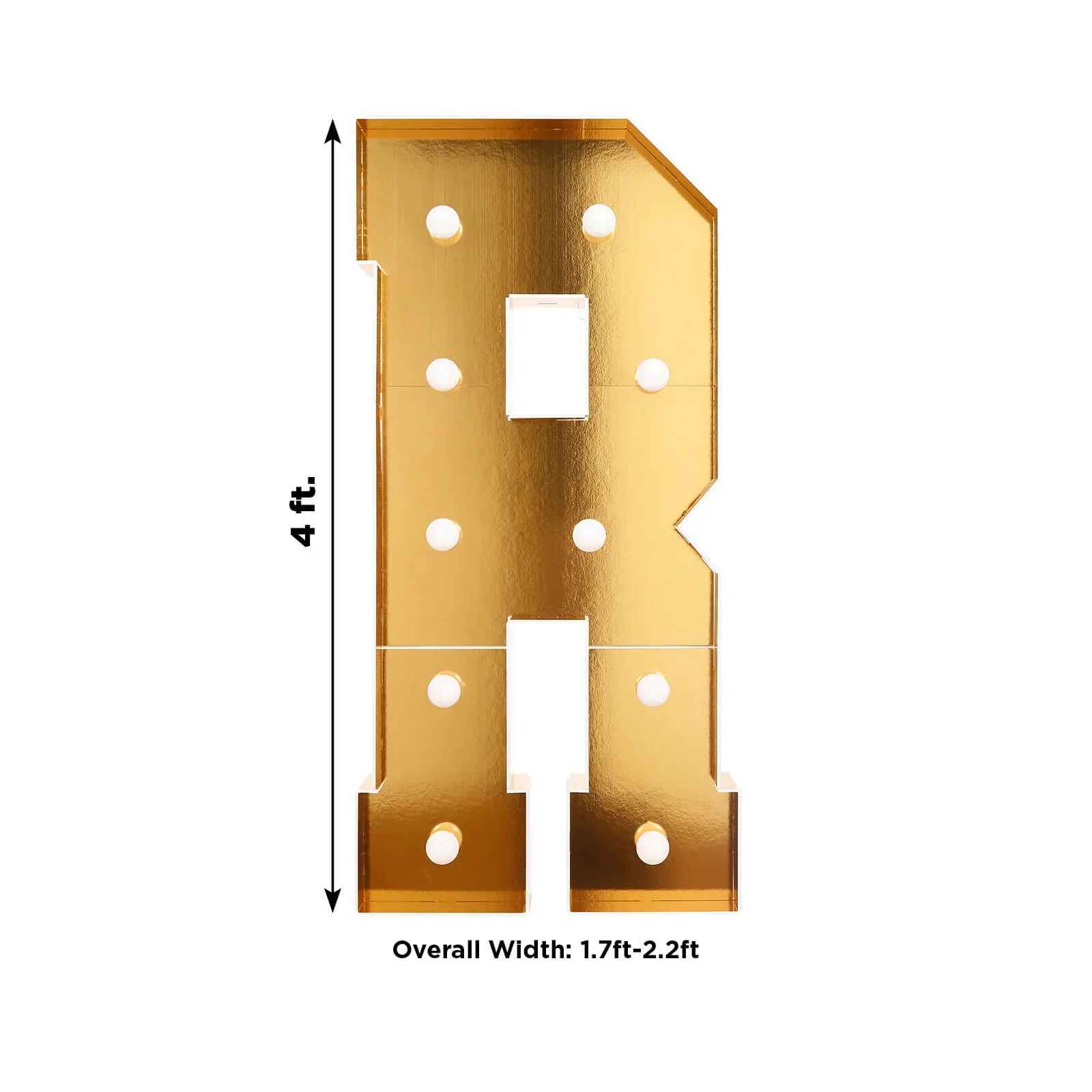 Giant LED Marquee Light Up Letter "R", Gold 4ft Pre-Cut Foam Board with 10 Warm White Battery Operated LEDs, Glue Gun and Sticks - Image 3