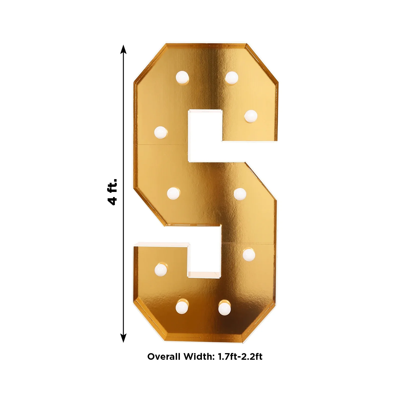 Giant LED Marquee Light Up Letter "S", Gold 4ft Pre-Cut Foam Board with 10 Warm White Battery Operated LEDs, Glue Gun and Sticks - Image 3