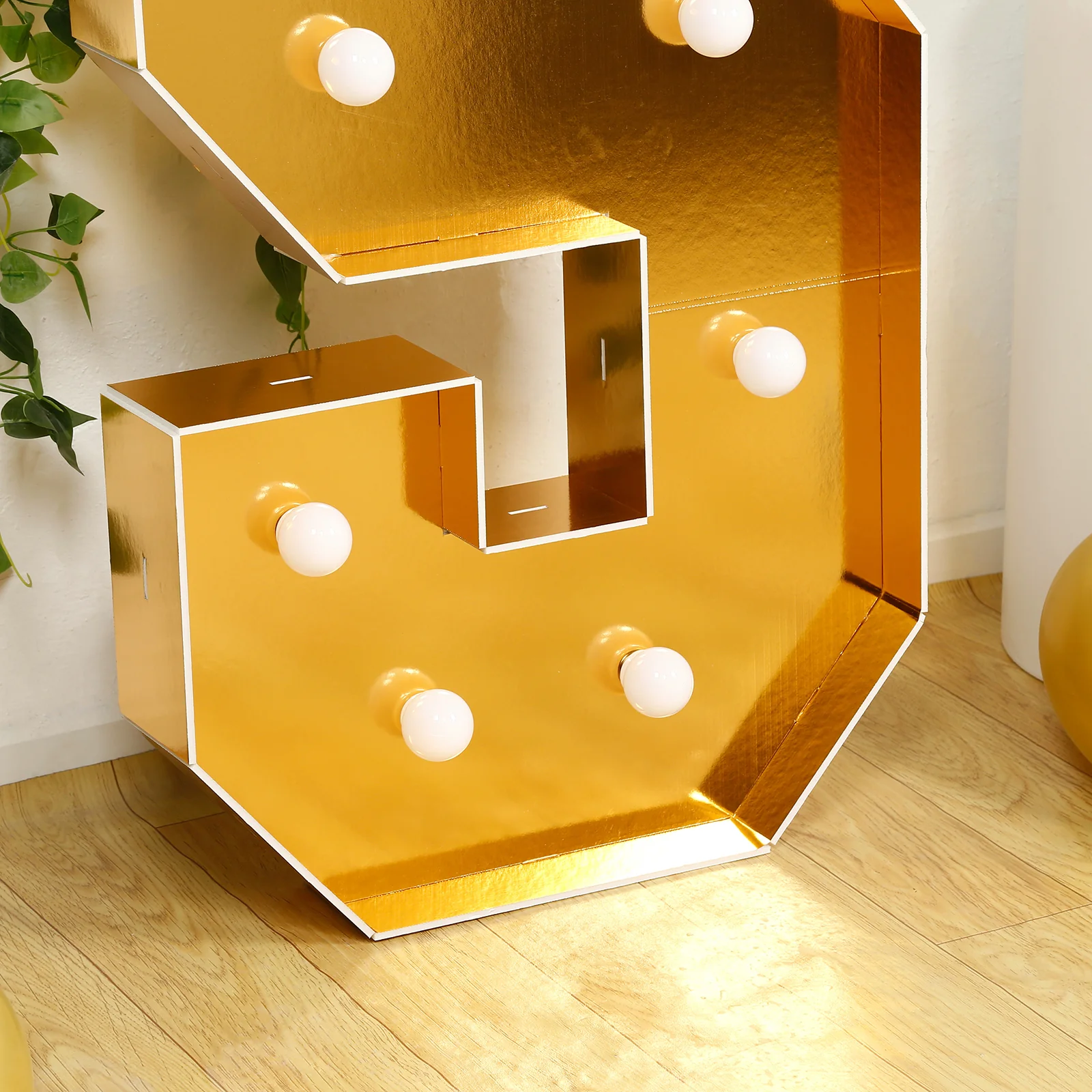 Giant LED Marquee Light Up Letter "S", Gold 4ft Pre-Cut Foam Board with 10 Warm White Battery Operated LEDs, Glue Gun and Sticks - Image 8
