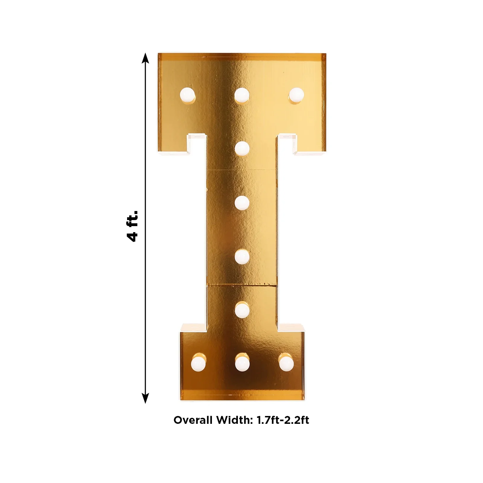 Giant LED Marquee Light Up Letter "T", Gold 4ft Pre-Cut Foam Board with 10 Warm White Battery Operated LEDs, Glue Gun and Sticks - Image 3
