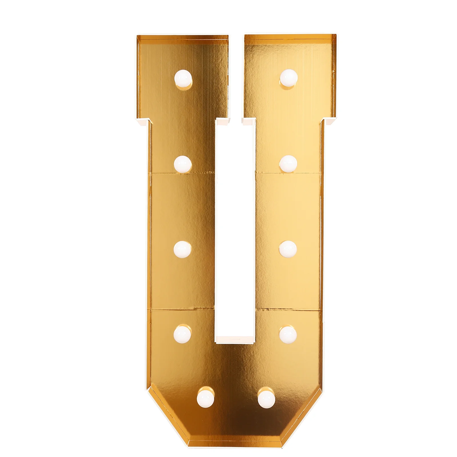 Giant LED Marquee Light Up Letter "U", Gold 4ft Pre-Cut Foam Board with 10 Warm White Battery Operated LEDs, Glue Gun and Sticks - Image 6