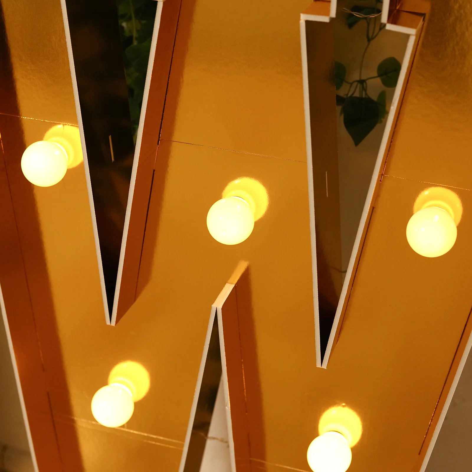 Giant LED Marquee Light Up Letter "W", Gold 4ft Pre-Cut Foam Board with 10 Warm White Battery Operated LEDs, Glue Gun and Sticks - Image 8