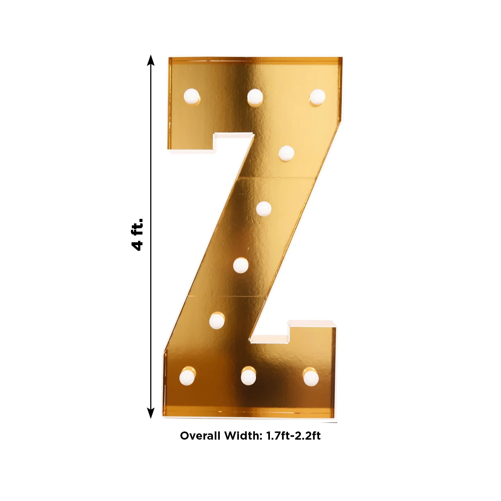 Giant LED Marquee Light Up Letter "Z", Gold 4ft Pre-Cut Foam Board with 10 Warm White Battery Operated LEDs, Glue Gun and Sticks - Image 3