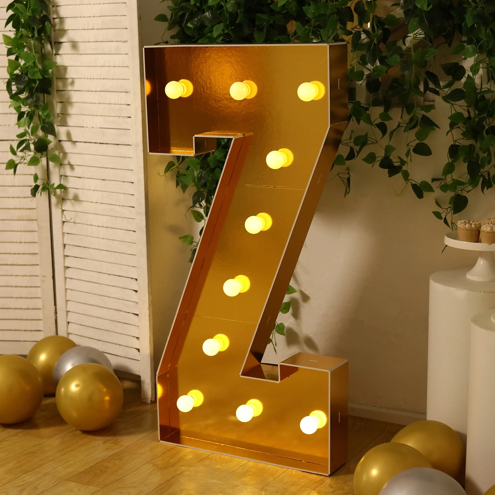 Giant LED Marquee Light Up Letter "Z", Gold 4ft Pre-Cut Foam Board with 10 Warm White Battery Operated LEDs, Glue Gun and Sticks - Image 7