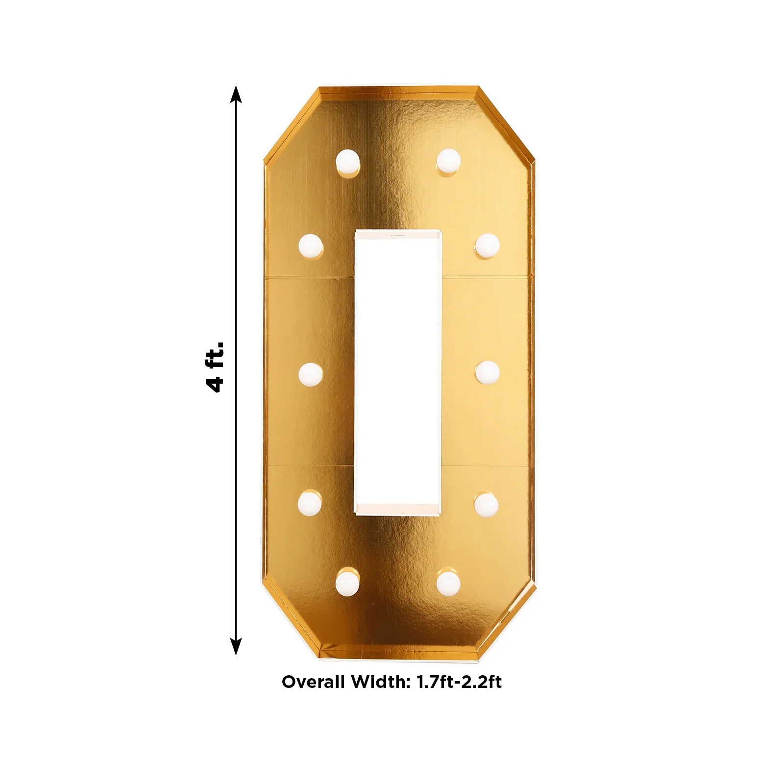 Giant LED Marquee Light Up Number "0", Gold 4ft Pre-Cut Foam Board with 10 Warm White Battery Operated LEDs, Glue Gun and Sticks - Image 3