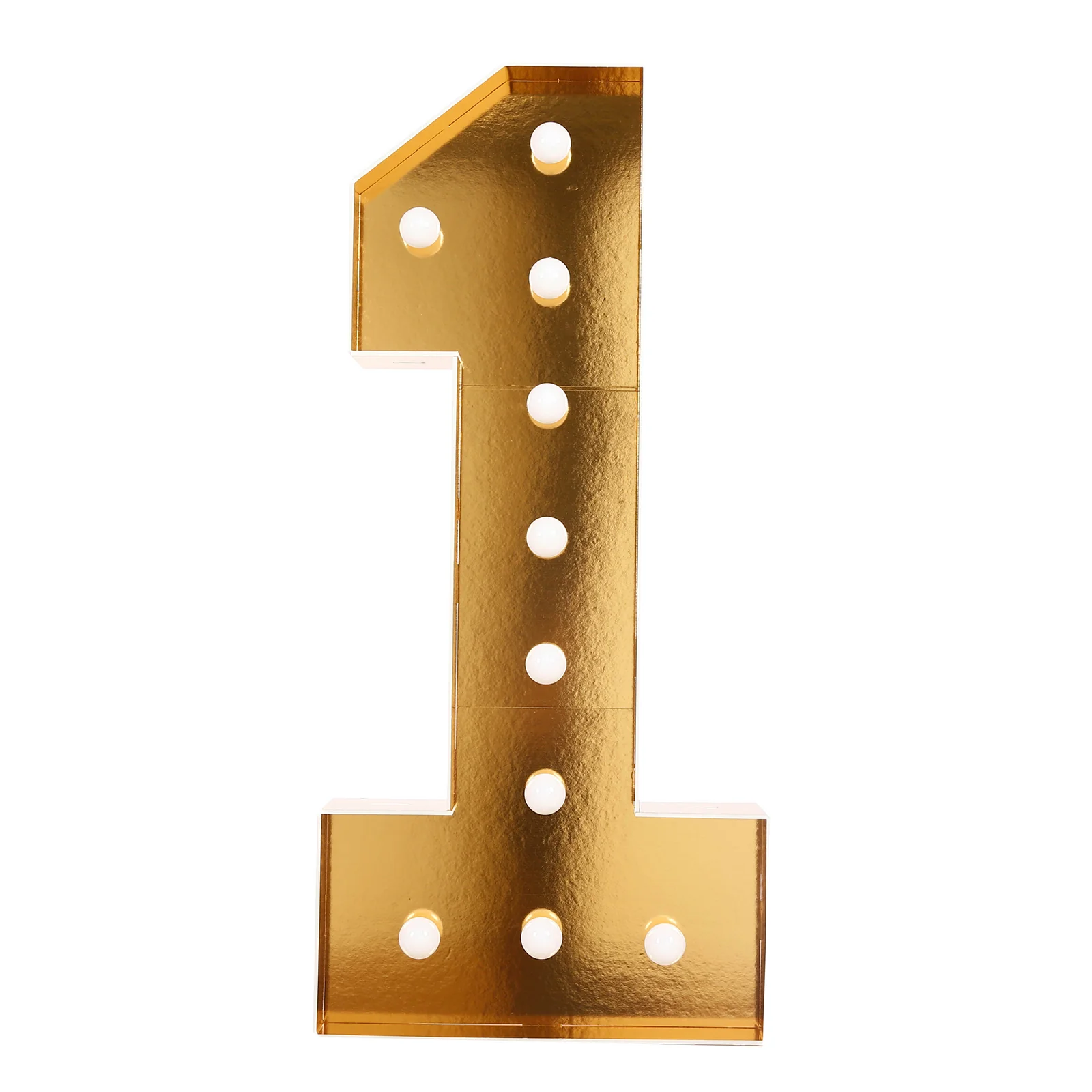 Giant LED Marquee Light Up Number "1", Gold 4ft Pre-Cut Foam Board with 10 Warm White Battery Operated LEDs, Glue Gun and Sticks - Image 6