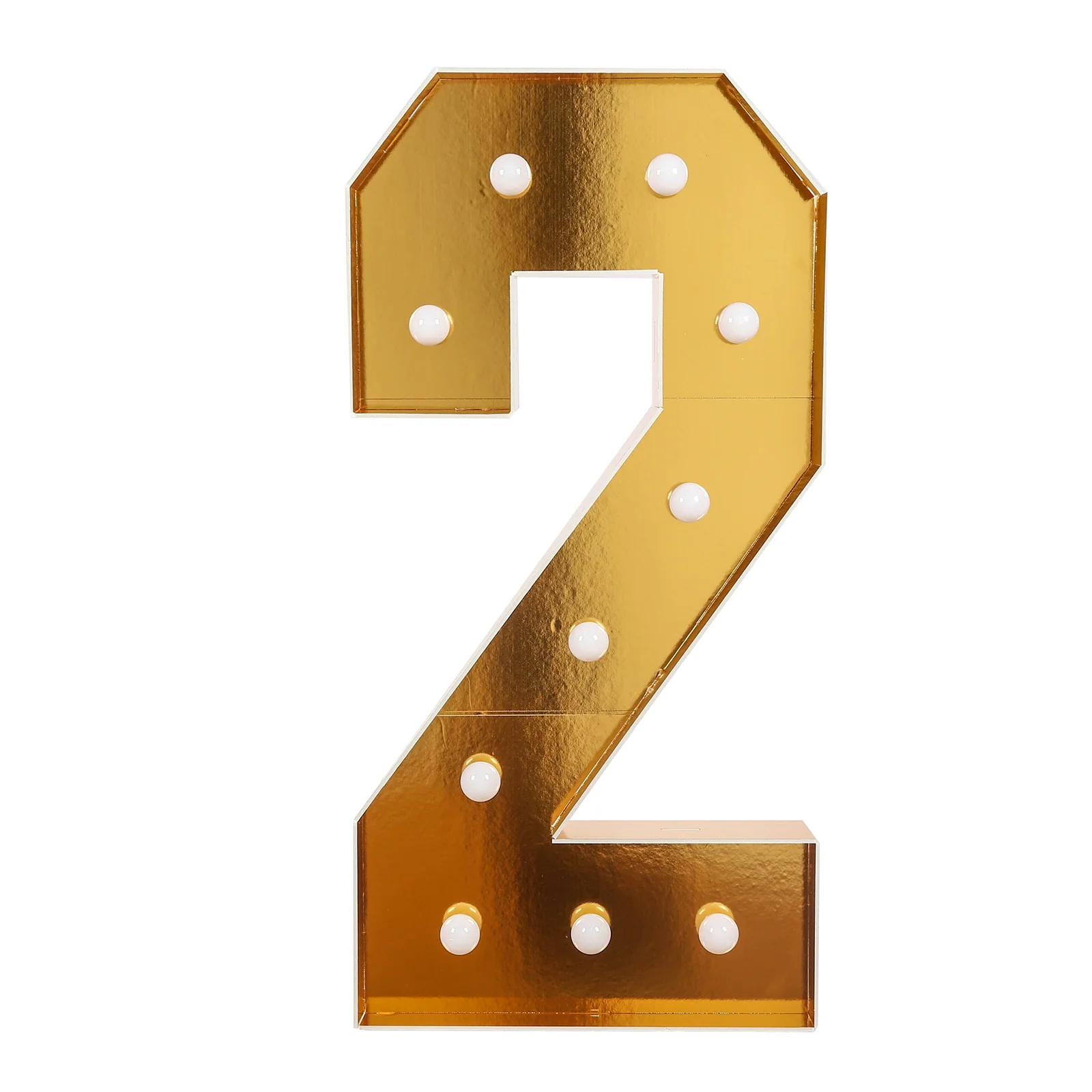 Giant LED Marquee Light Up Number "2", Gold 4ft Pre-Cut Foam Board with 10 Warm White Battery Operated LEDs, Glue Gun and Sticks - Image 6