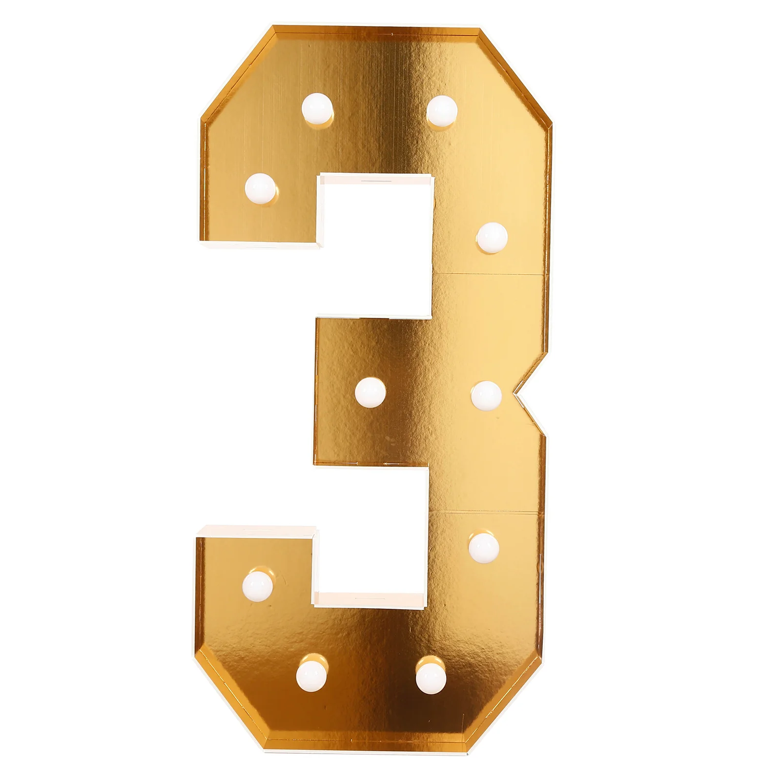 Giant LED Marquee Light Up Number "3", Gold 4ft Pre-Cut Foam Board with 10 Warm White Battery Operated LEDs, Glue Gun and Sticks - Image 6