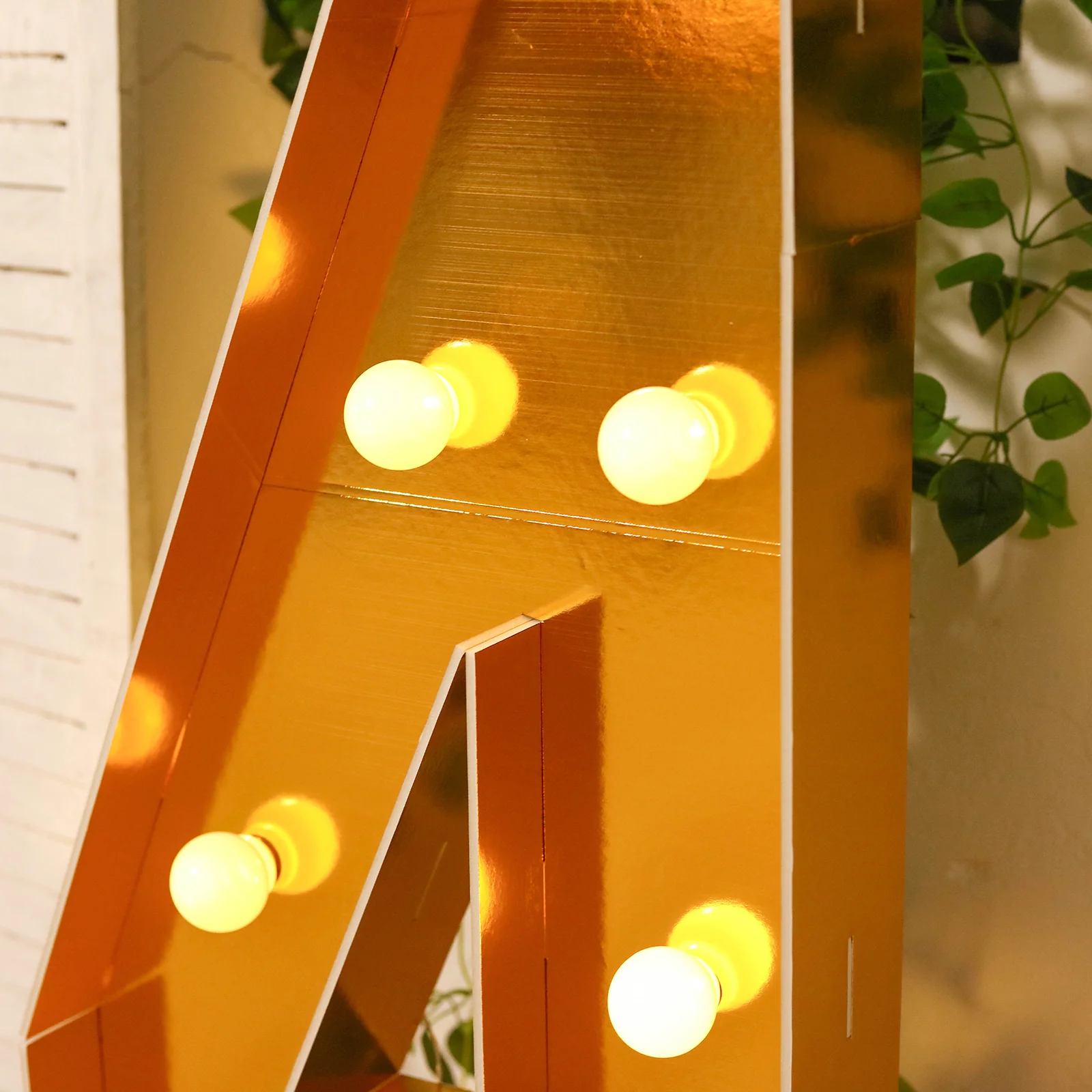 Giant LED Marquee Light Up Number "4", Gold 4ft Pre-Cut Foam Board with 10 Warm White Battery Operated LEDs, Glue Gun and Sticks - Image 2
