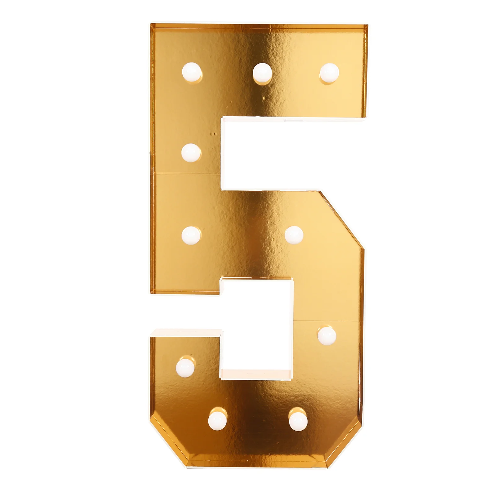 Giant LED Marquee Light Up Number "5", Gold 4ft Pre-Cut Foam Board with 10 Warm White Battery Operated LEDs, Glue Gun and Sticks - Image 6