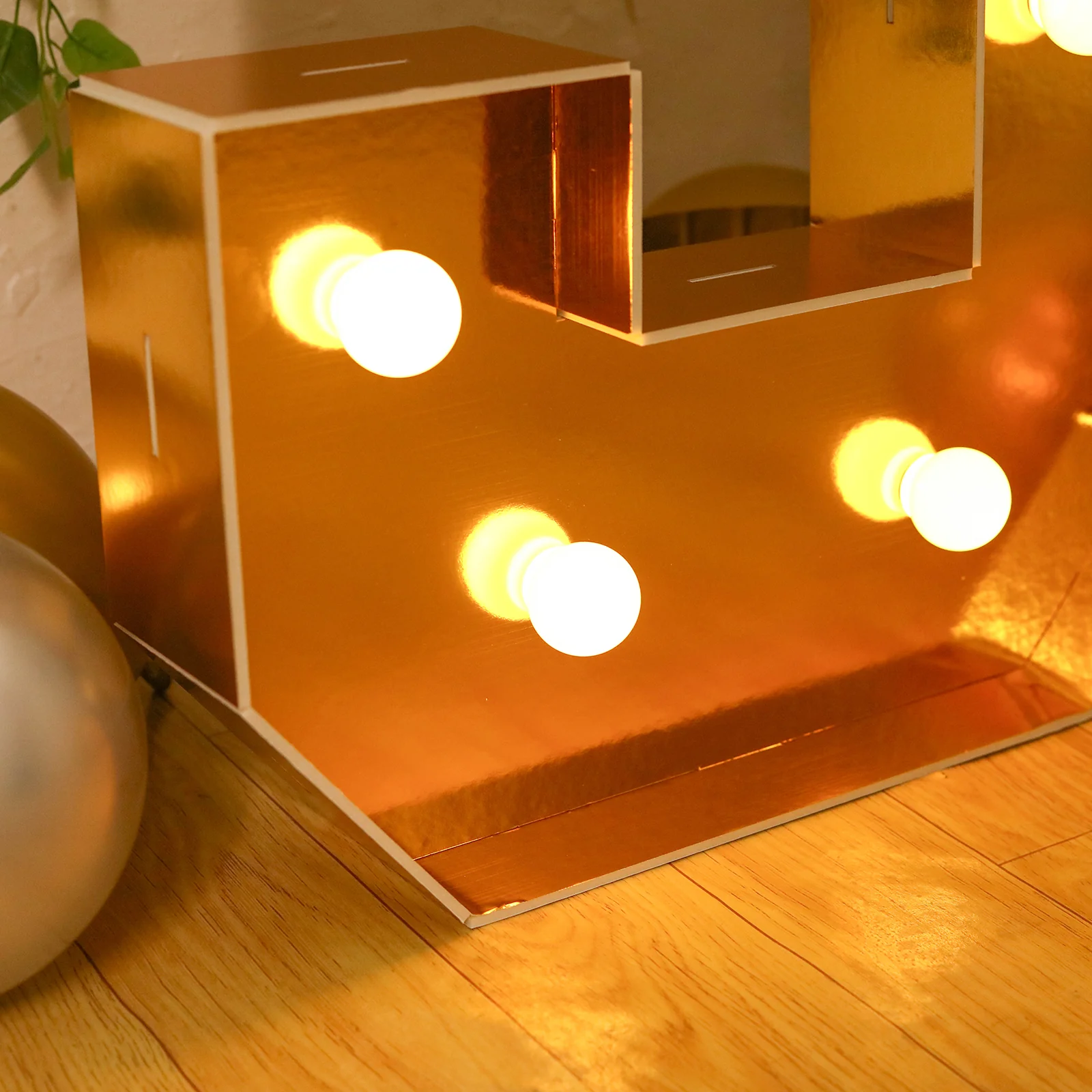 Giant LED Marquee Light Up Number "5", Gold 4ft Pre-Cut Foam Board with 10 Warm White Battery Operated LEDs, Glue Gun and Sticks - Image 8