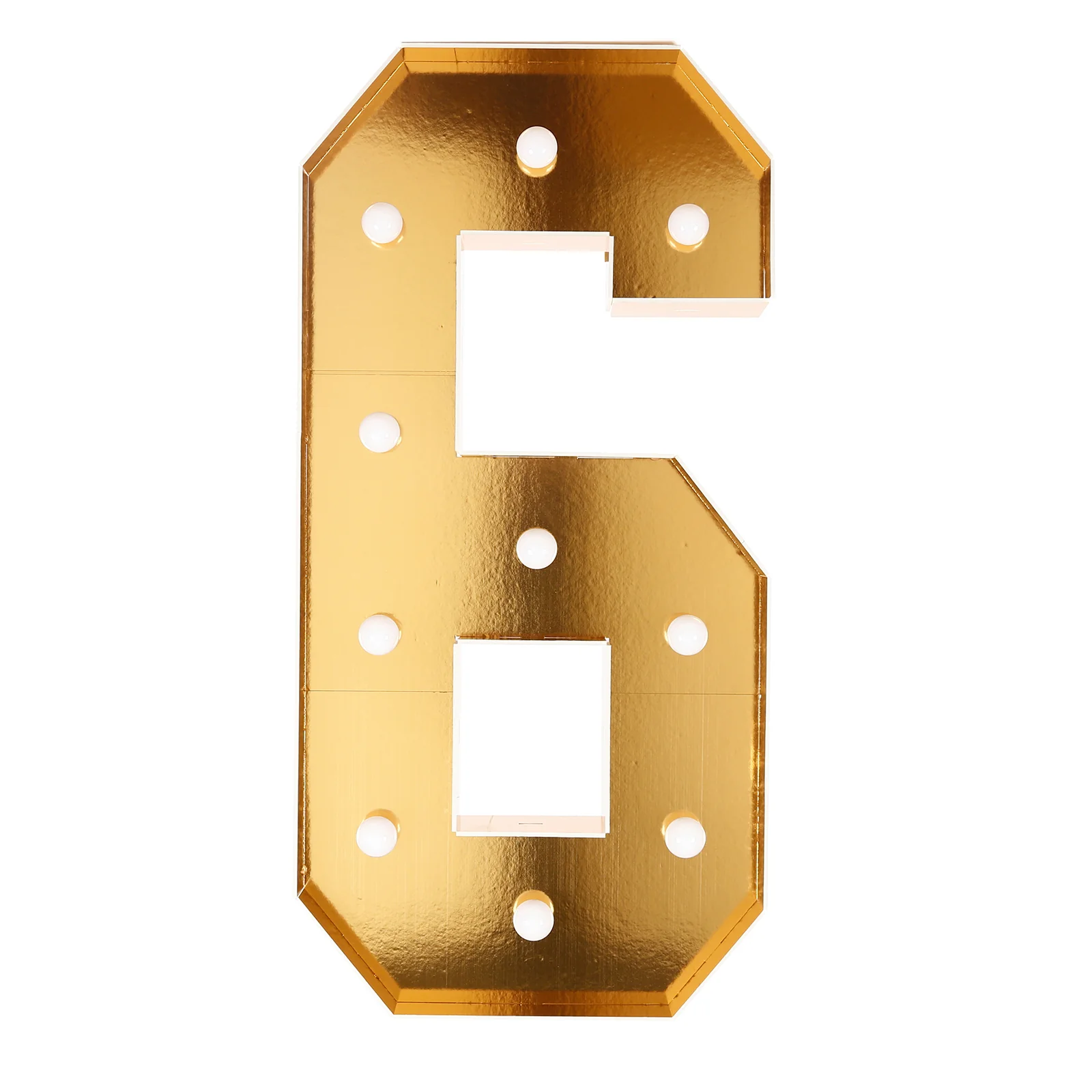 Giant LED Marquee Light Up Number "6", Gold 4ft Pre-Cut Foam Board with 10 Warm White Battery Operated LEDs, Glue Gun and Sticks - Image 7